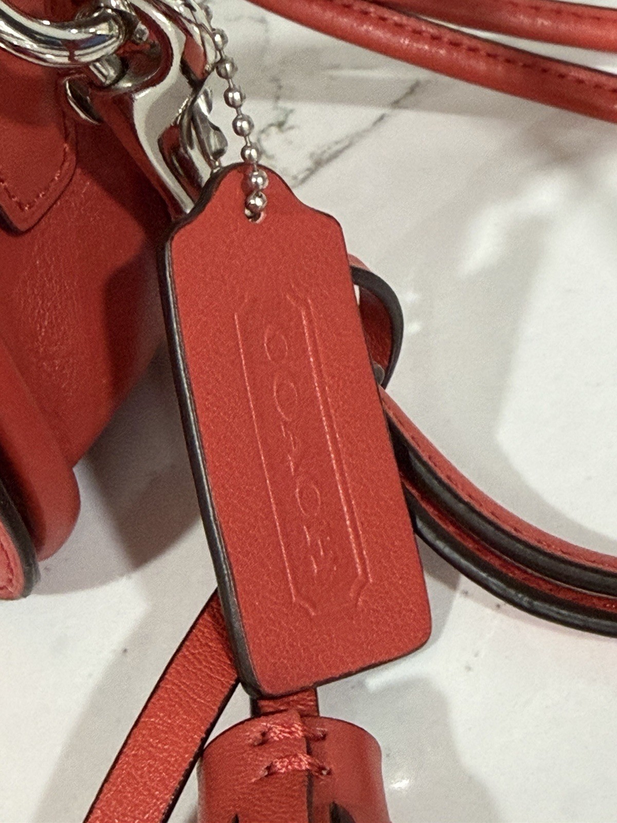 Coach Red Small Crossbody Bag Turn Lock Tassel Silver Hardware Detachable Strap