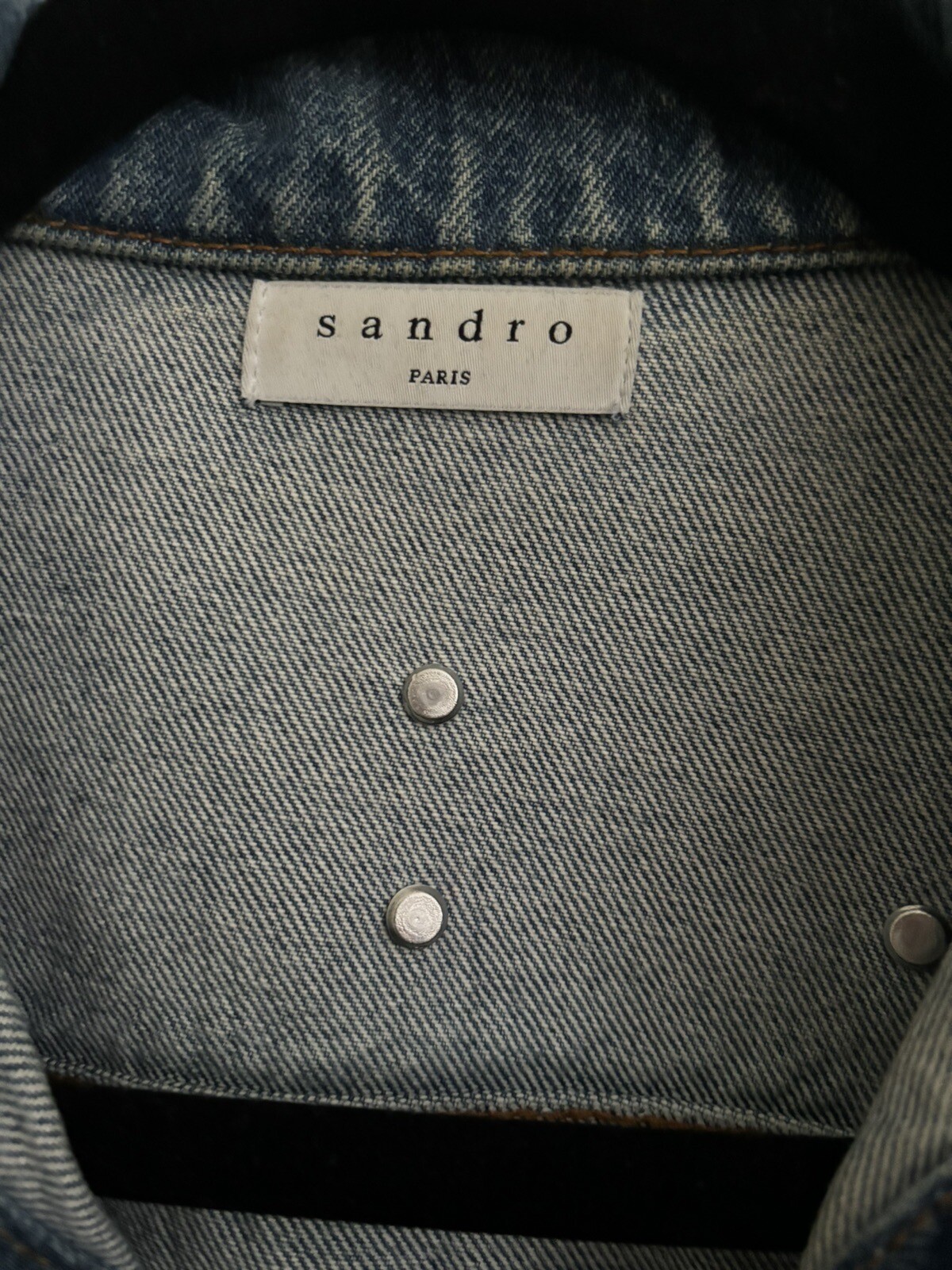 Sandro Paris Blue Denim Jacket With Studded Mirrors- UK 6- Fits UK 6-10 Relaxed