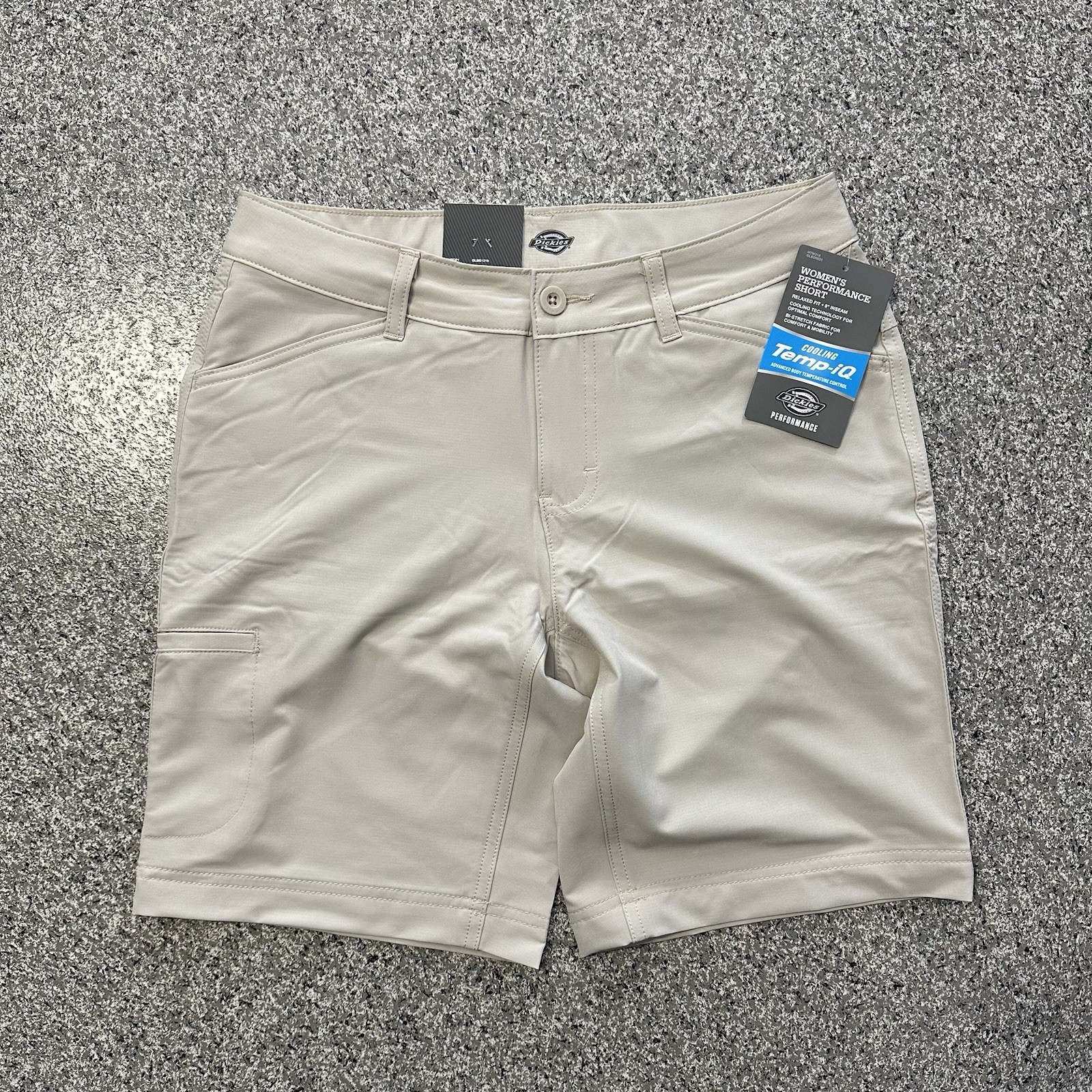 Dickies Shorts Womens 10 Beige Performance Workwear Cooling Temp IQ 9” Stretch