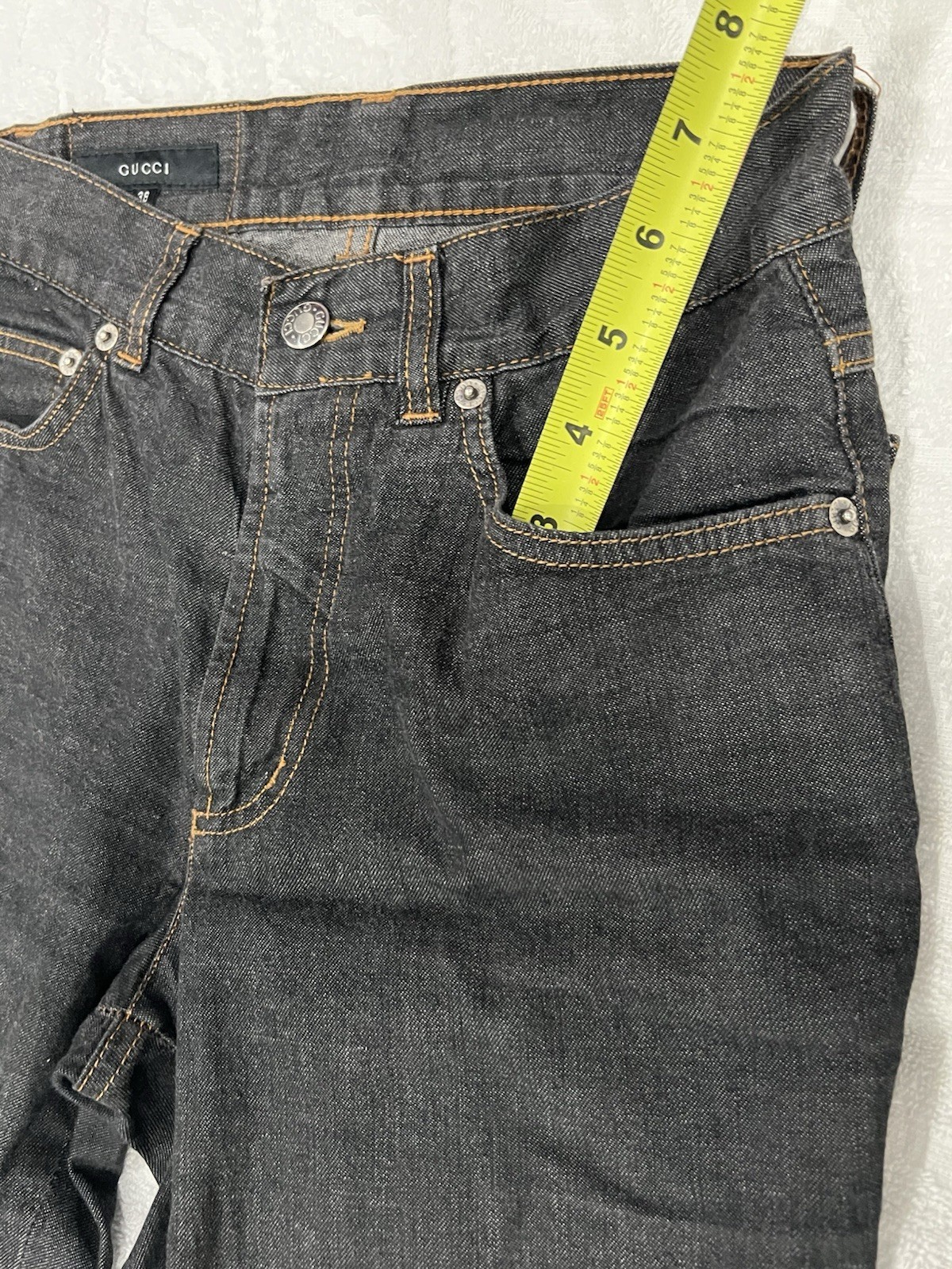 Vintage Women Gucci by Tom Ford Size 38 Wide Leg Boot Cut Flared Jeans Dark Gray