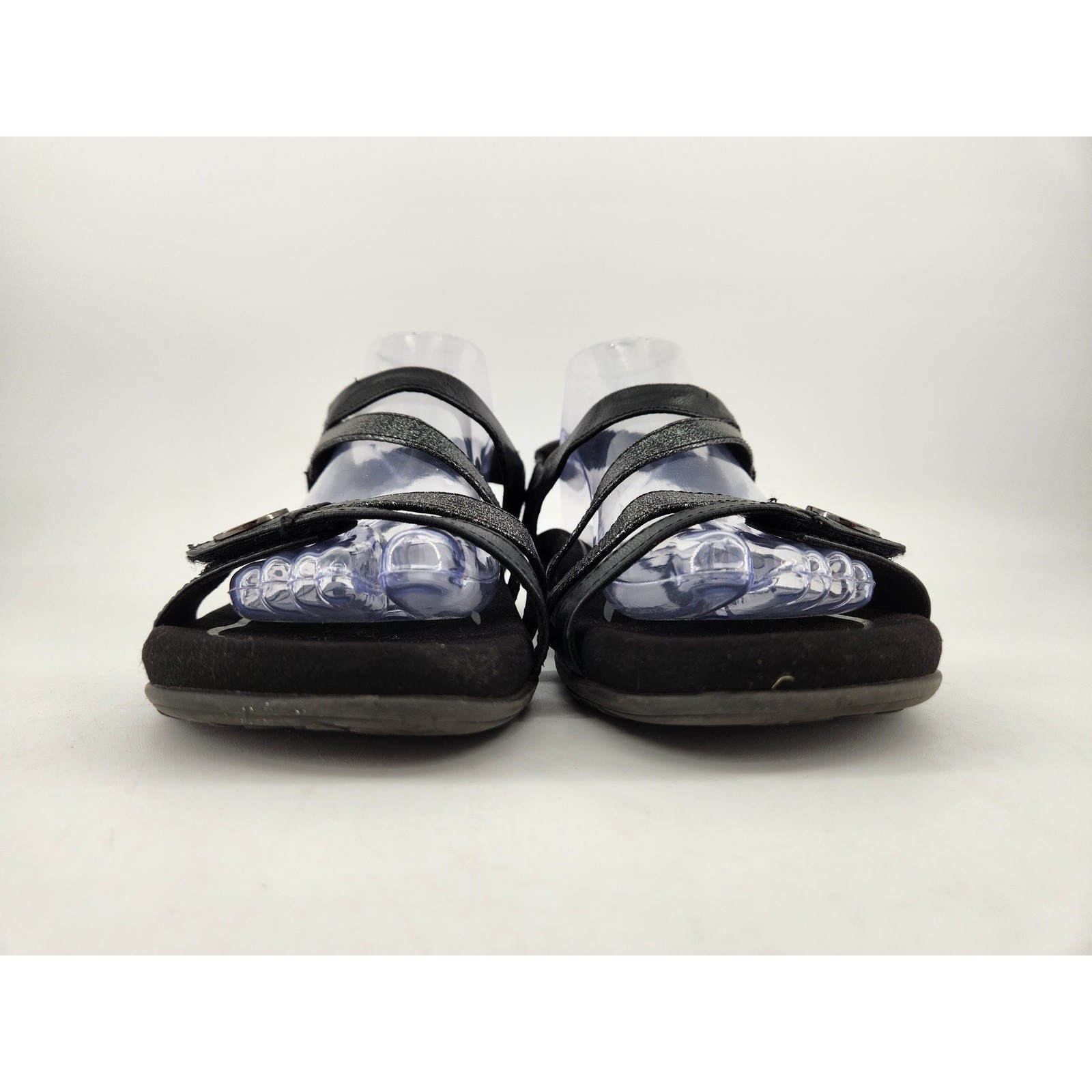Aetrex Jess Strap Sandals Womens 9-9.5 Black Metallic Strappy Comfort SE210W