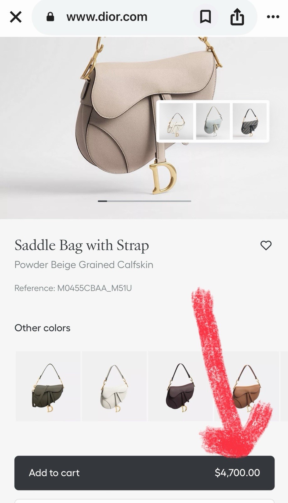 Dior Saddle Bag Medium Calfskin Leather Taupe