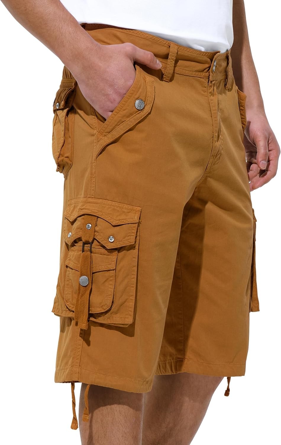 Mens Relaxed Fit Cargo Shorts Below Knee Multi Pocket Outdoor Hiking Casual Wear
