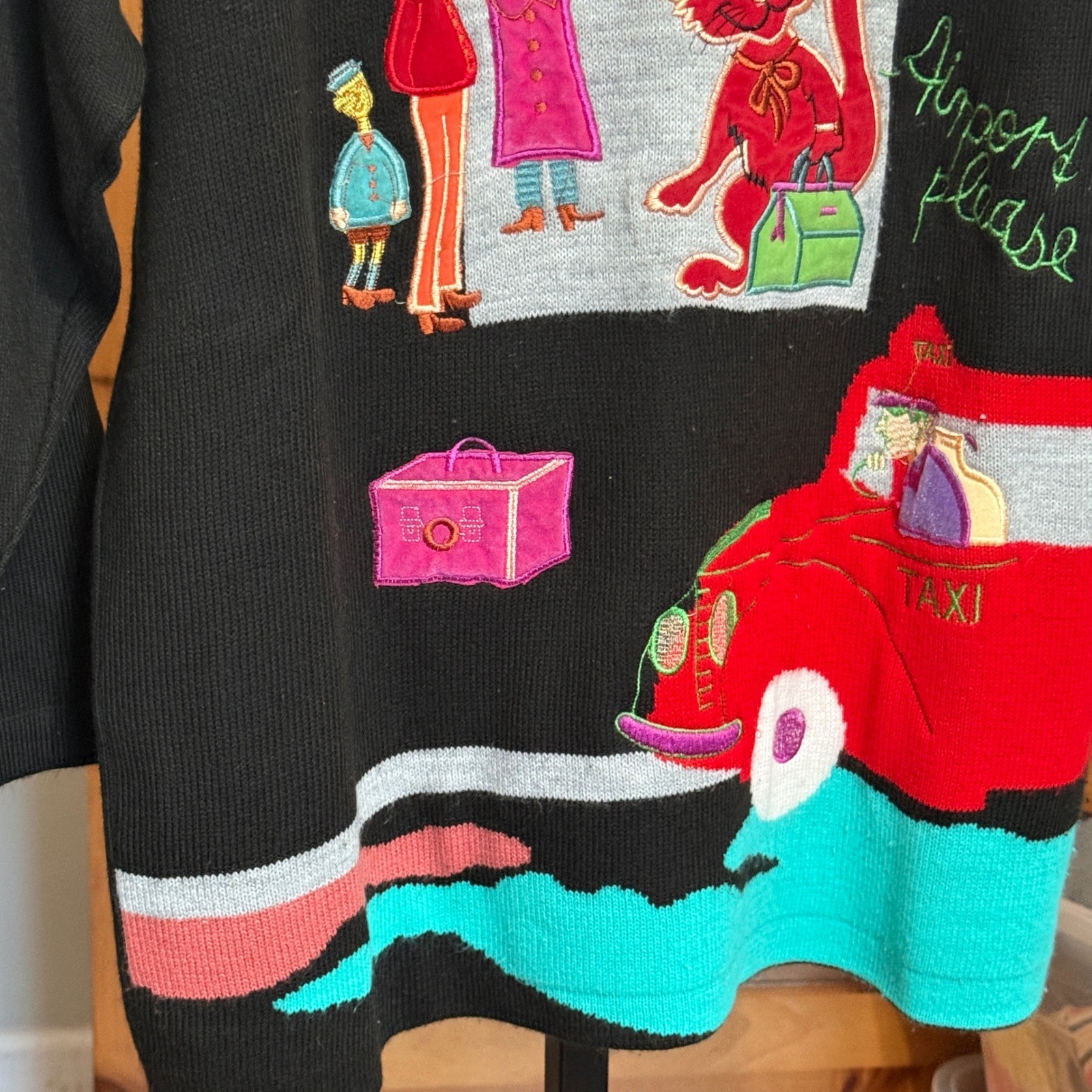 Jolie Moi Sweater Hotel Crazy Cats Vintage Novelty Black XL Excellent Graphic
