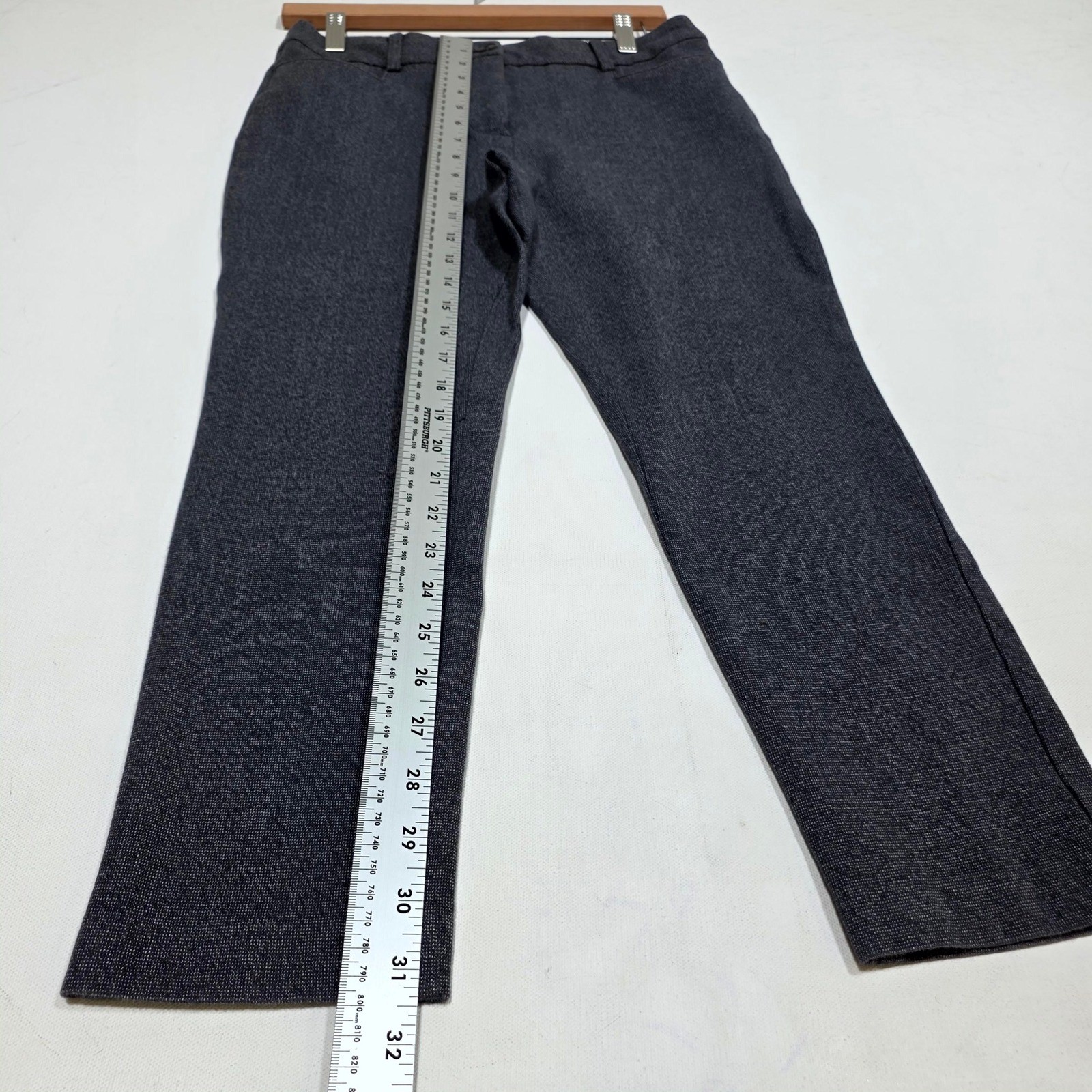 LOFT The Sutton Skinny Pants Womens 6P Gray Textured Slim Fit Dress Trousers