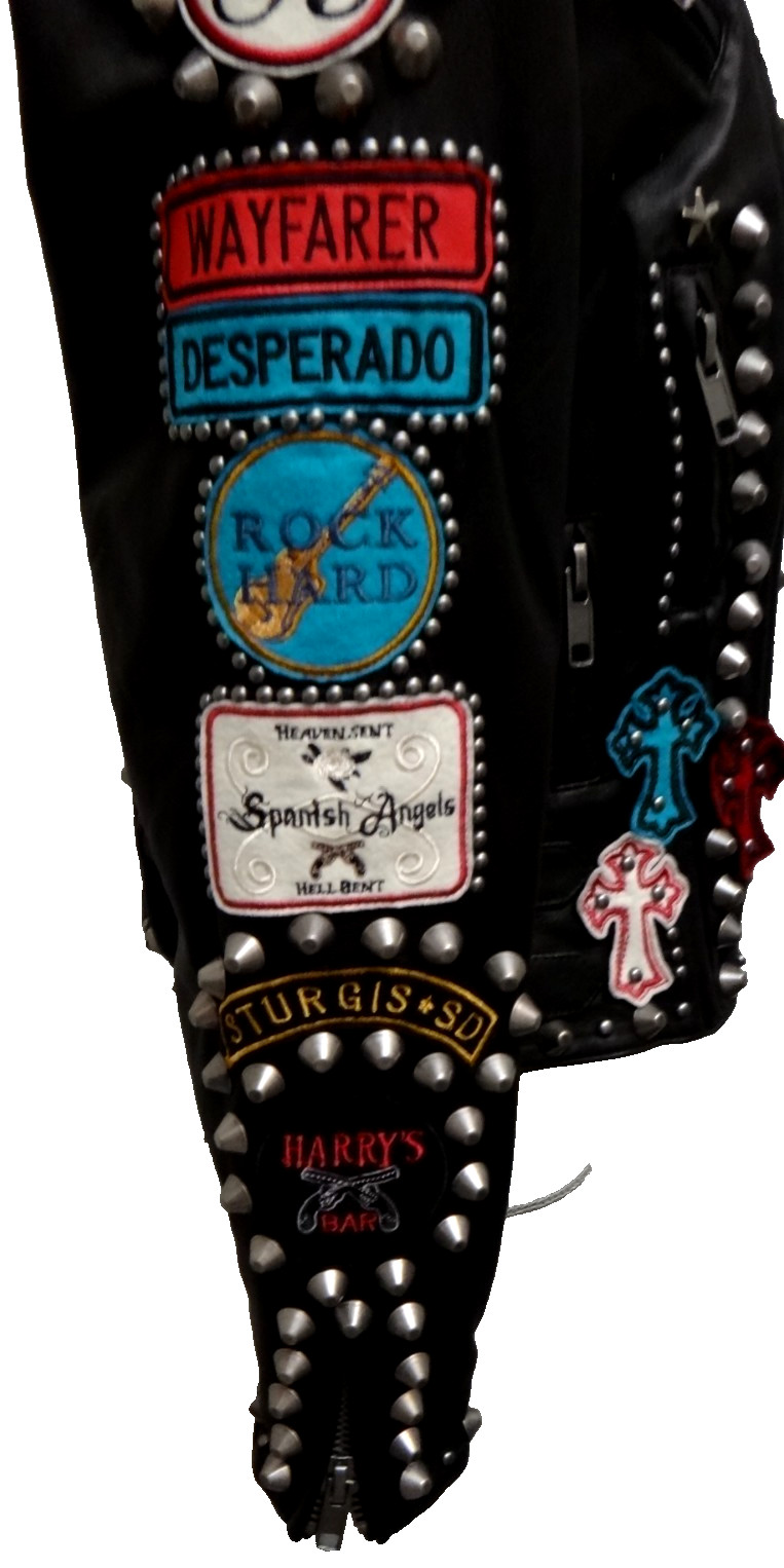 Double D Ranch Angels on Horseback Biker Jacket Embellished Black Leather Size M