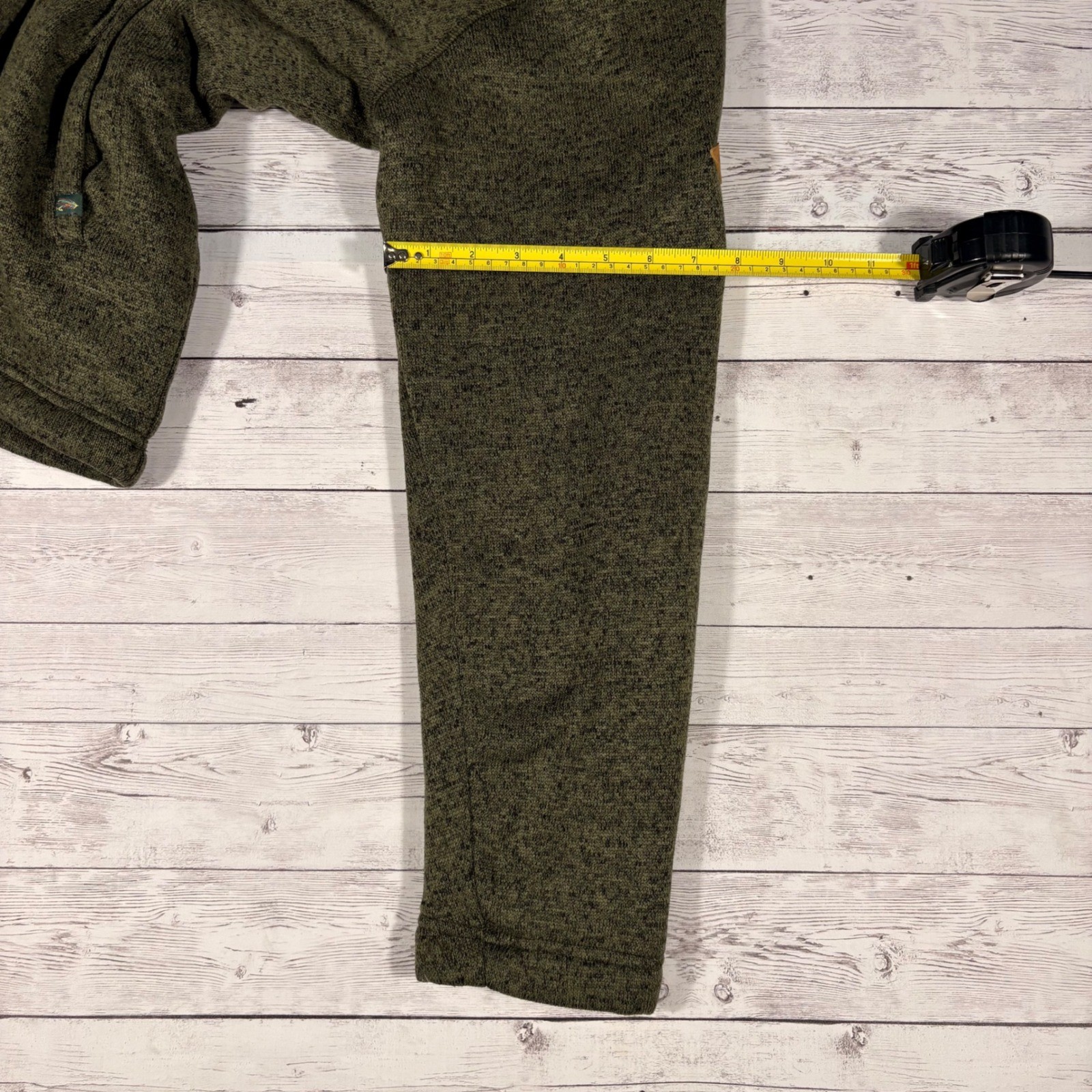 Orvis Mens Quarter Zip Sherpa Lined Sweater Pullover Olive Green Marl Medium