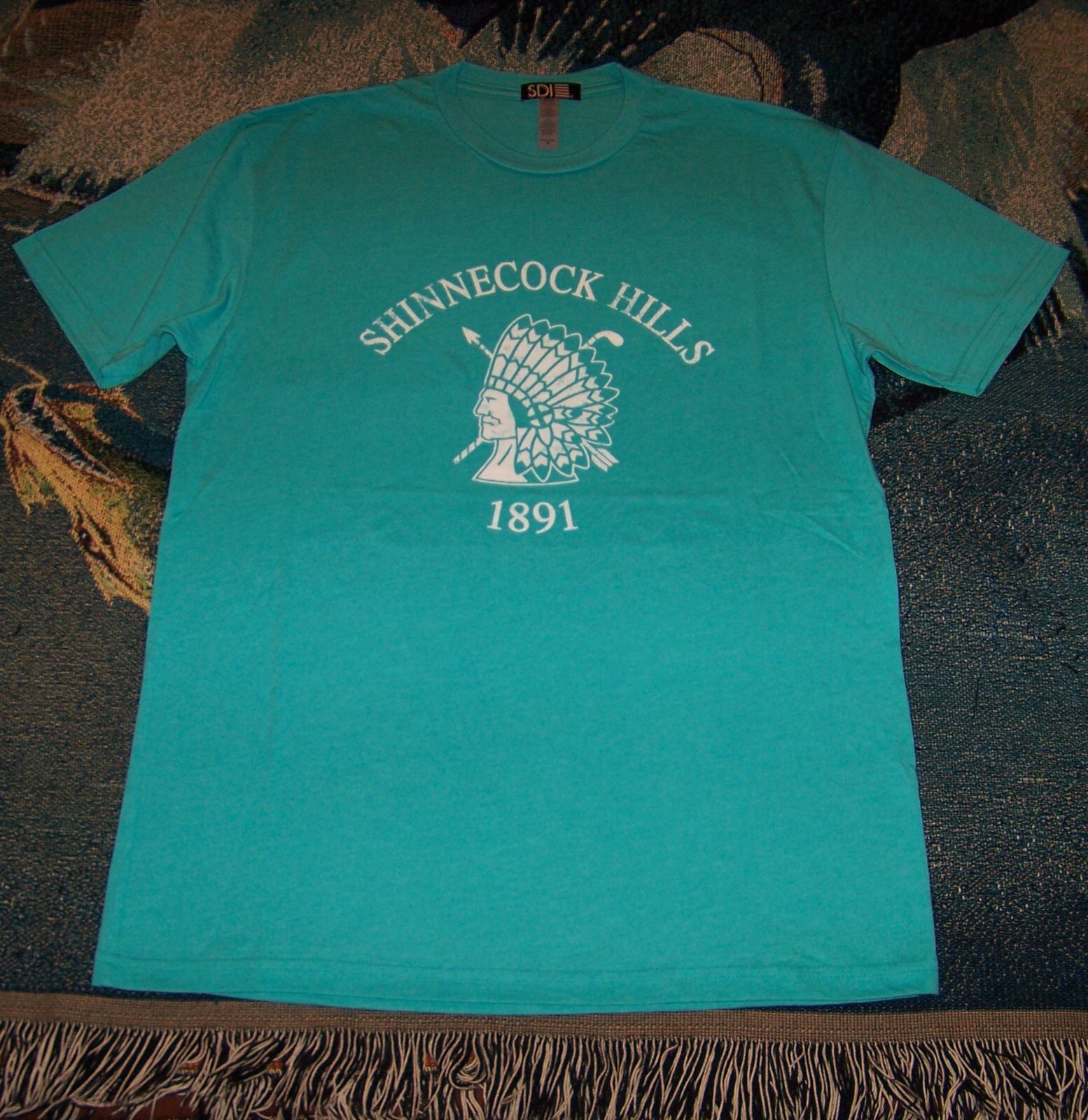 NEW SDI Crew Neck Cotton & Poly Tee Shirt SHINNECOCK HILLS GOLF CLUB M Turquoise