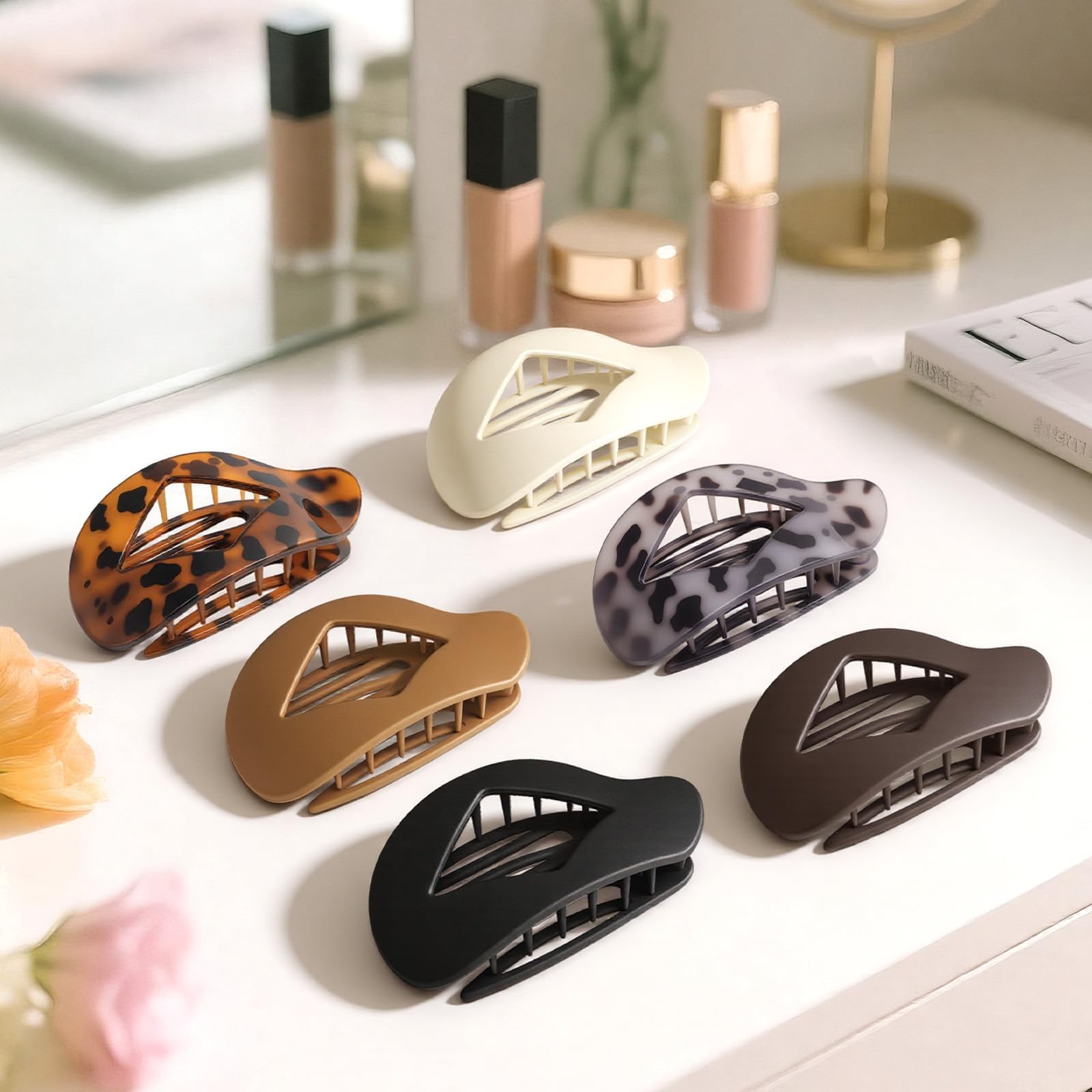 French Hair Clips,Flat Clips for 1 Count (Pack of 6), Multicolor