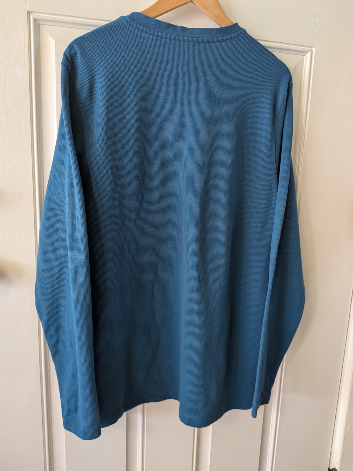 Volcom Blue Logo Henley T-Shirt Men’s XL Cotton Knit Regular Fit Long Sleeve