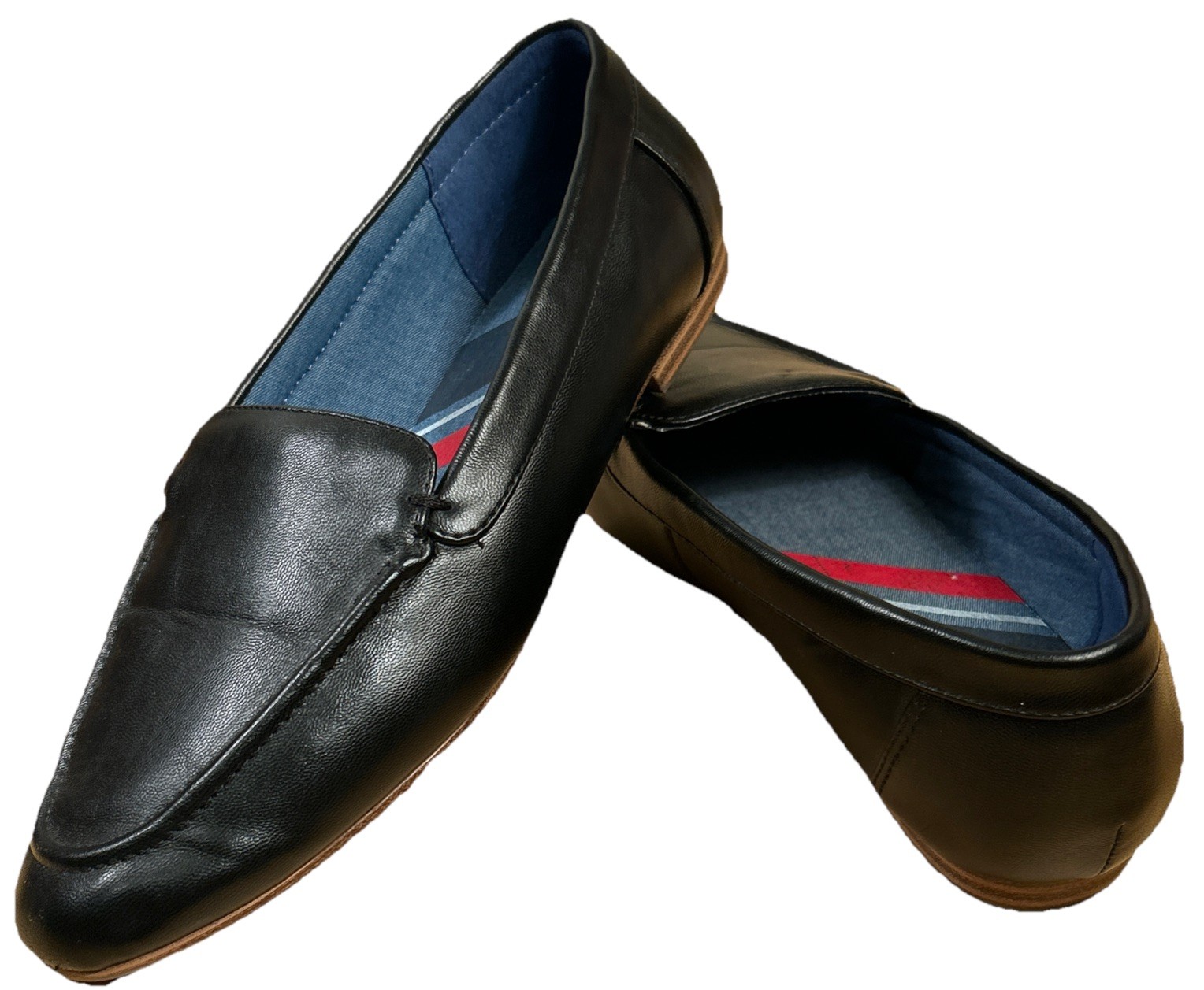 Ralph Lauren Black Slip-On Flat Loafers Shoes Size 8 M Almond Toe Chaps Eva
