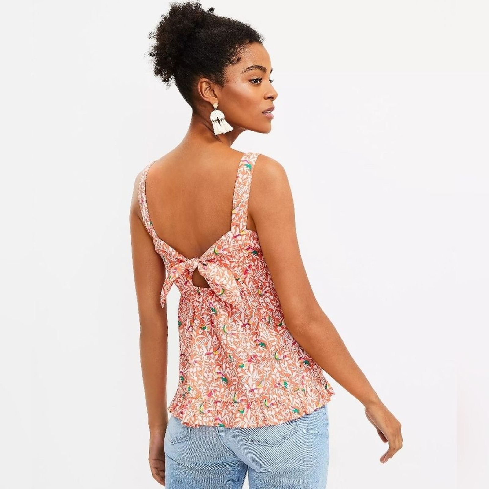 New Ann Taylor LOFT Bird Tie Back Peplum Cami Size 8