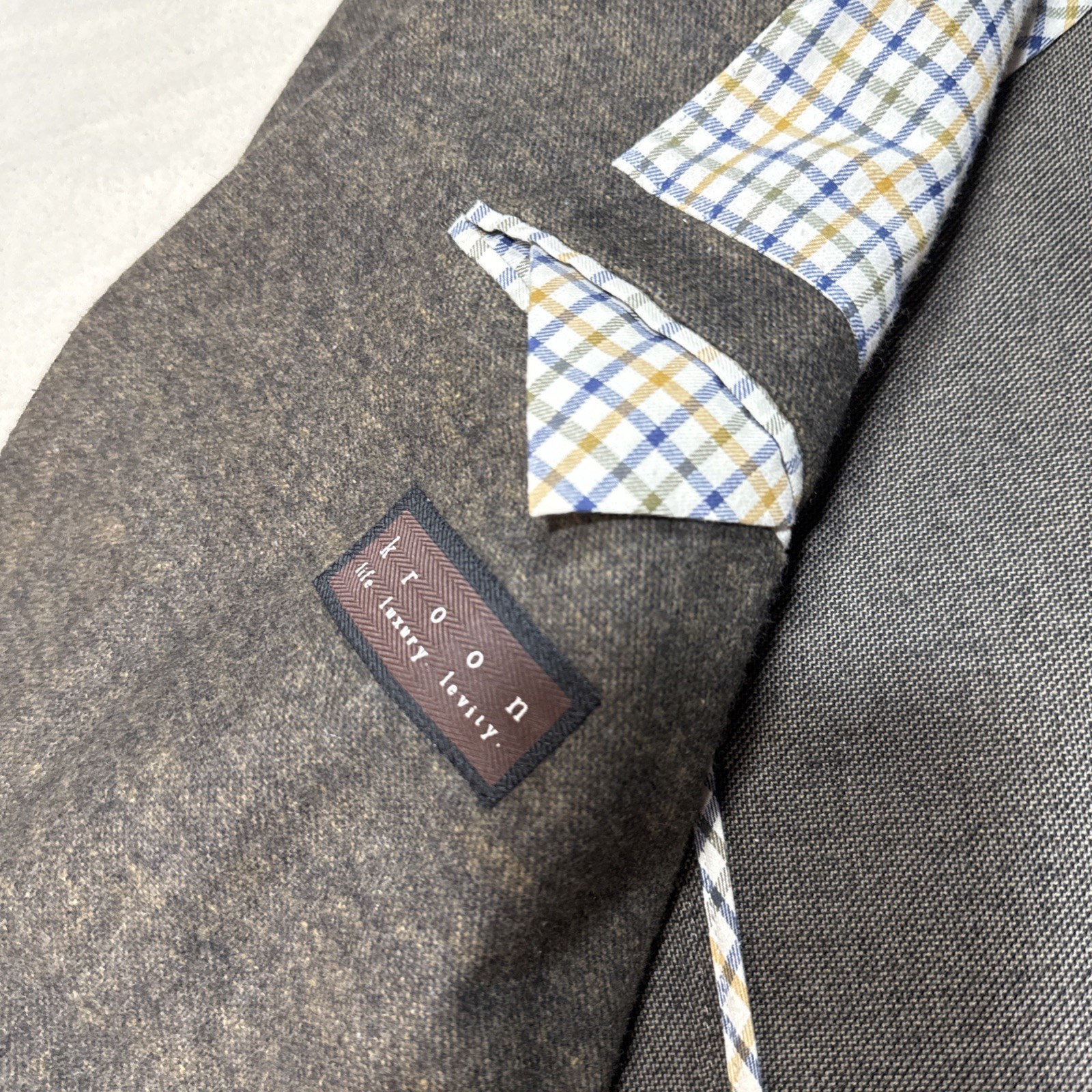 Kroon Wool Cotton Linen Blazer Jacket Mens 42 Brown Single Vent Unstructured