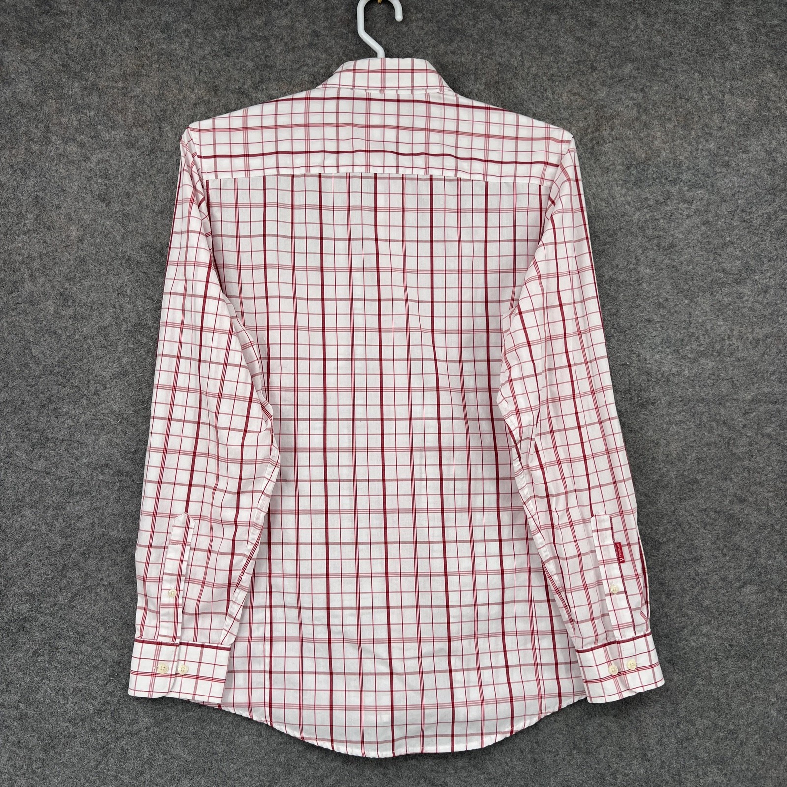 Antigua Button Down Shirt Mens Large White Plaid Long Sleeve Pocket Embroidered