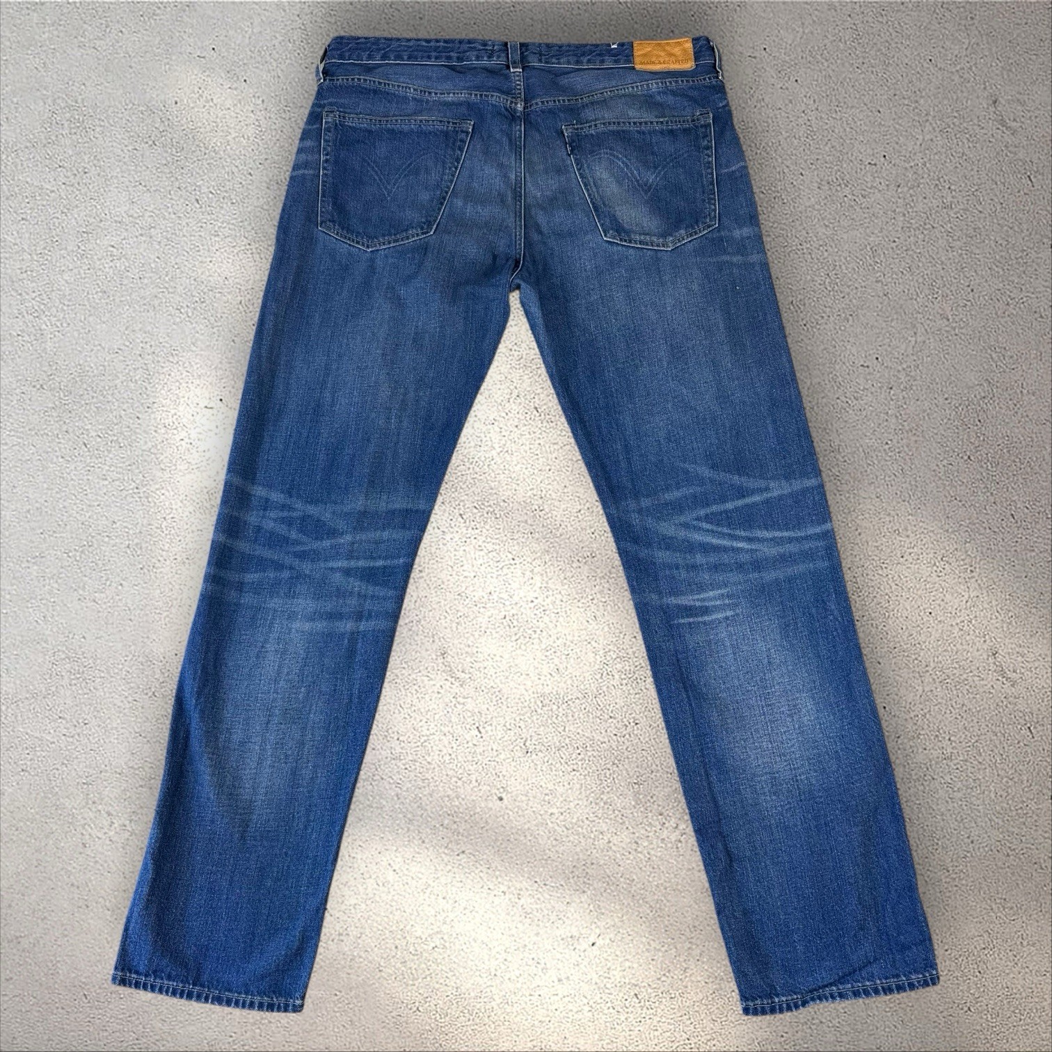 Levi’s Made & Crafted Shuttle Straight 38×33 Dark Wash Whisker Denim Jeans
