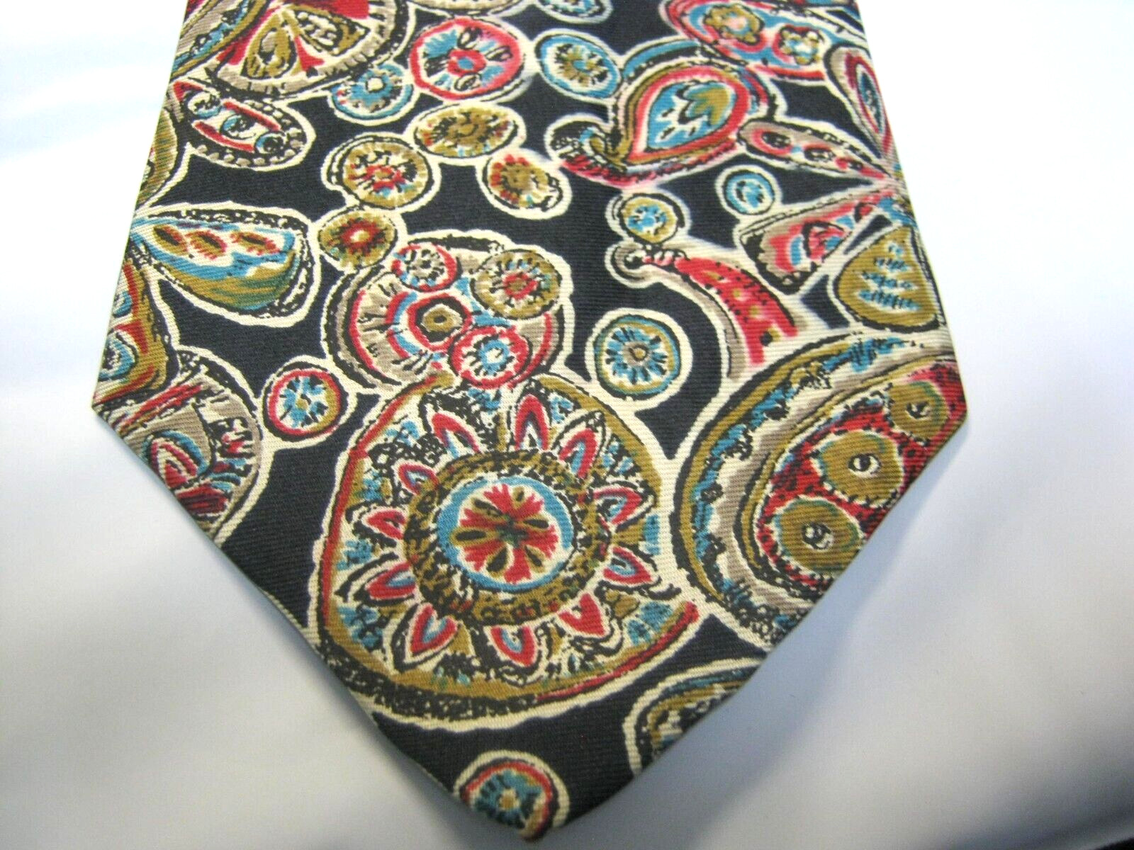 Oakton black green red gold geometric Silk Tie 60 x 3.75 Necktie 15473