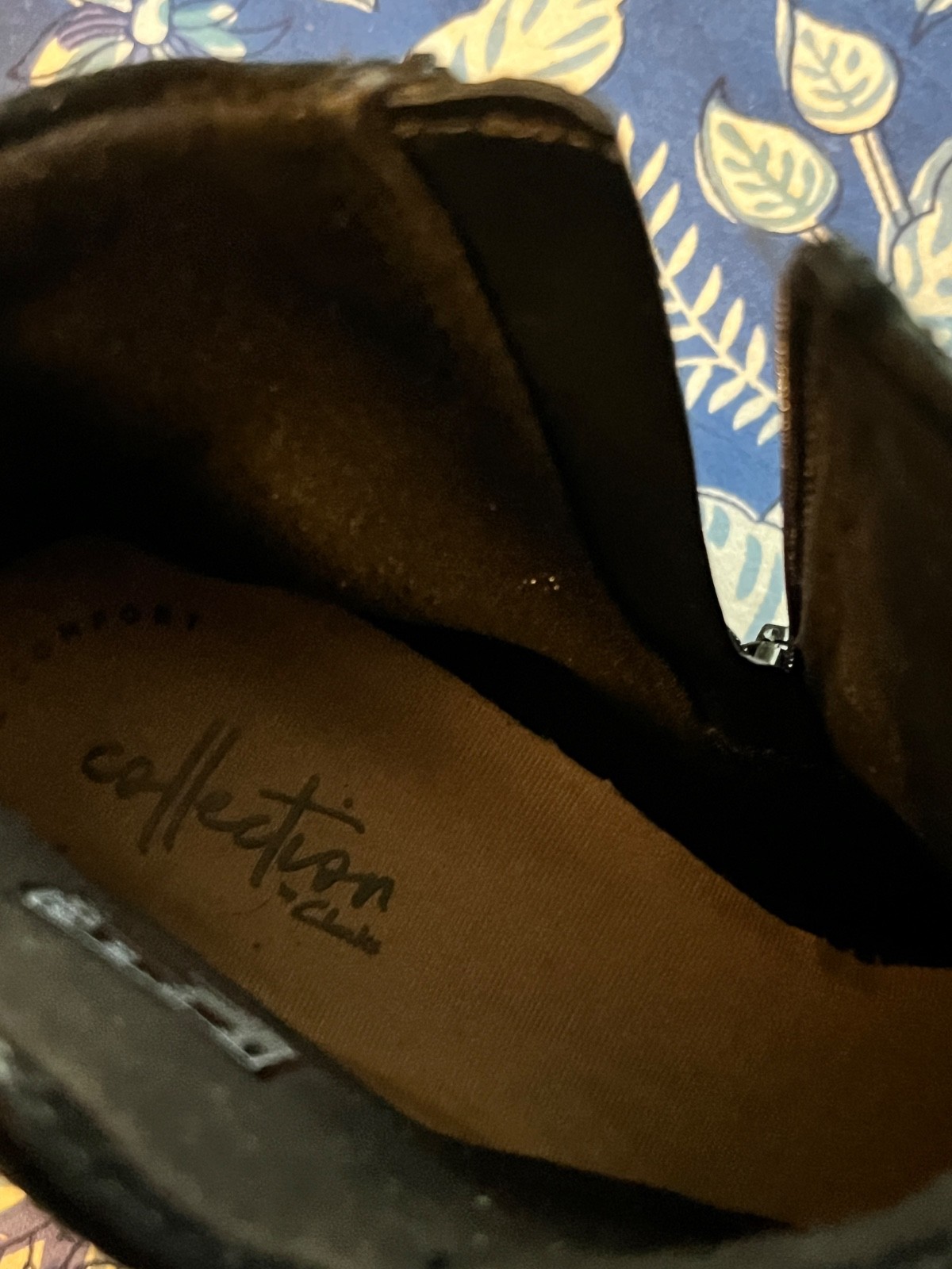 New black Clark s side zip suede short boots size 7.5. 6 inches