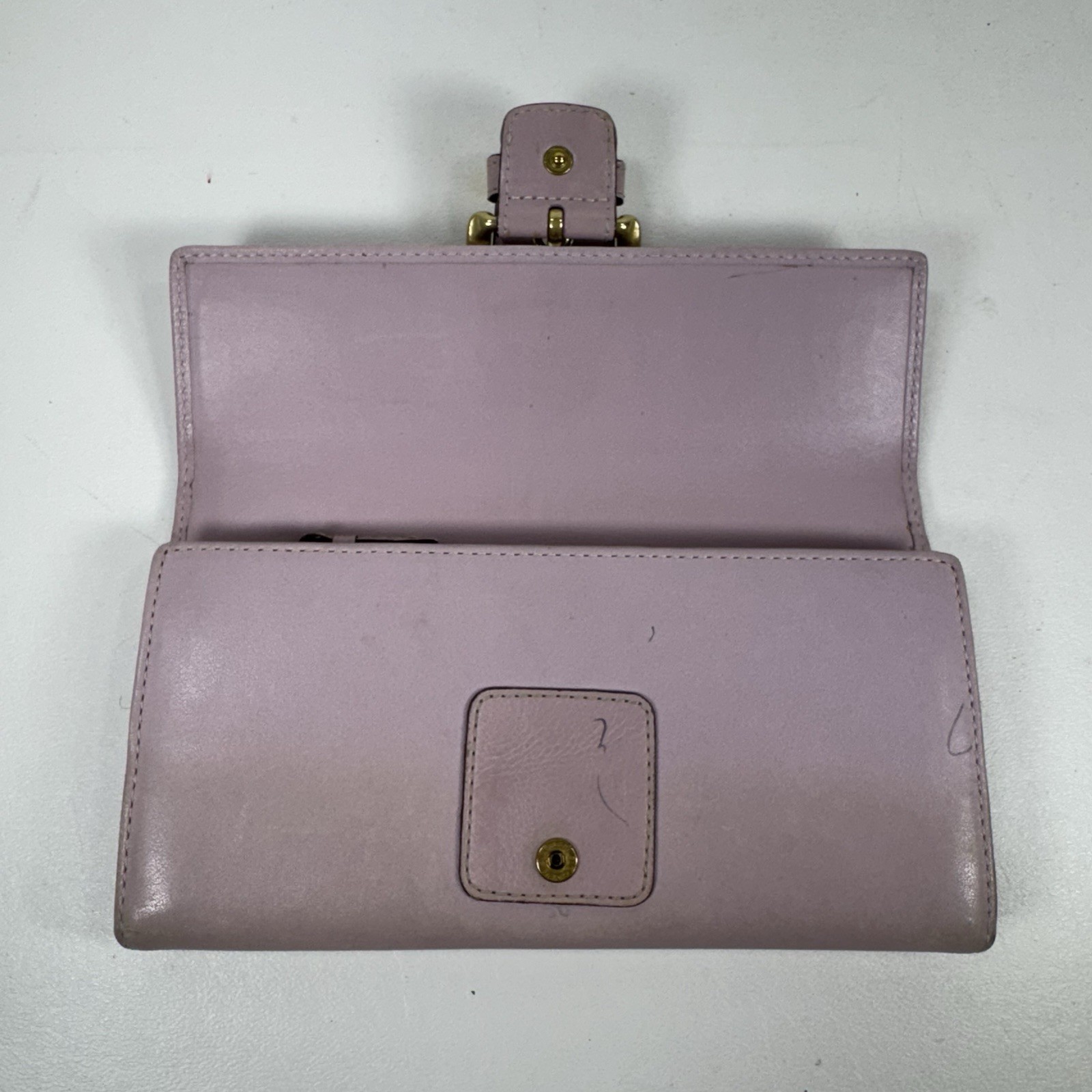 Coach Vintage Soho Purple Lilac Leather Buckle Magnetic Folding Long Wallet