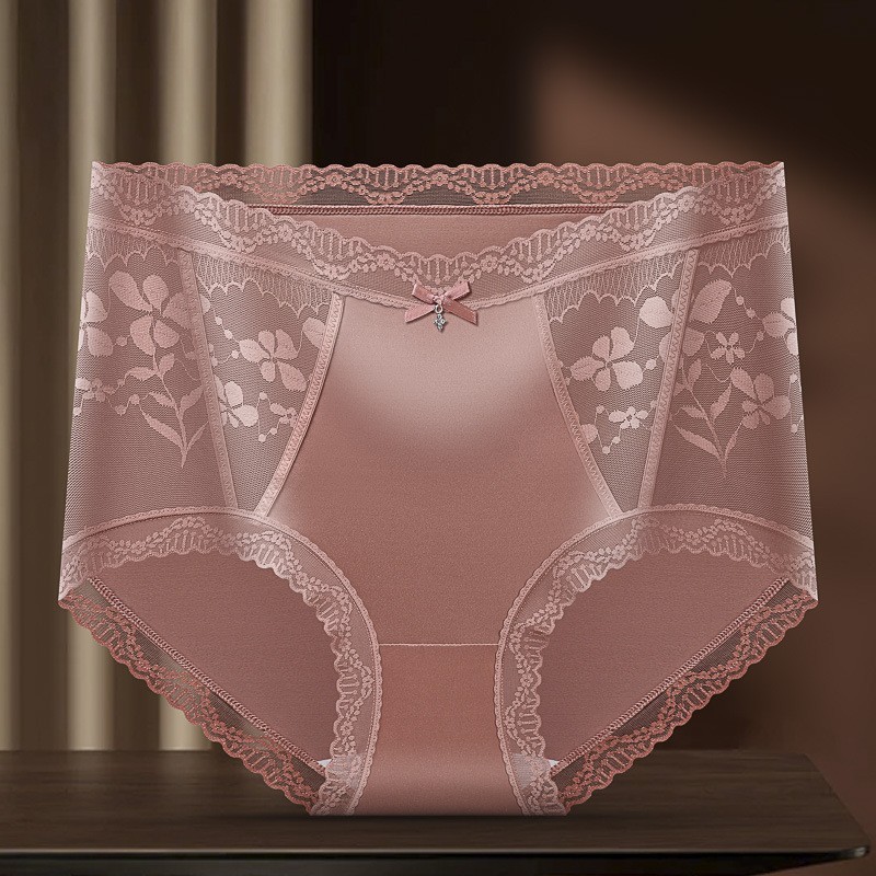 3 Pack Lace Panties Mid Waist Seamless Breathable Bikini Cotton Crotch S-XL