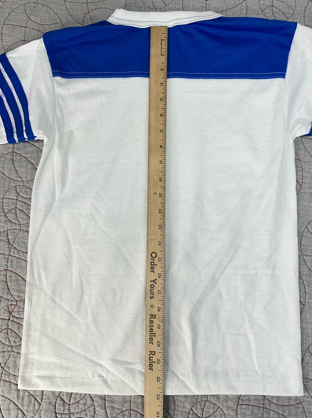 Deadstock VTG Alore Single Stitch Blue/White Retro Ringer Shirt Youth 14-16 USA
