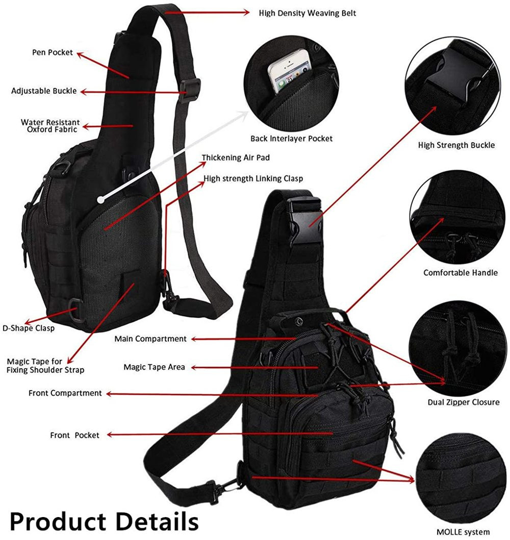 Men Backpack Molle Tactical Sling Chest Bag Assault Pack Messenger Shoulder Bag