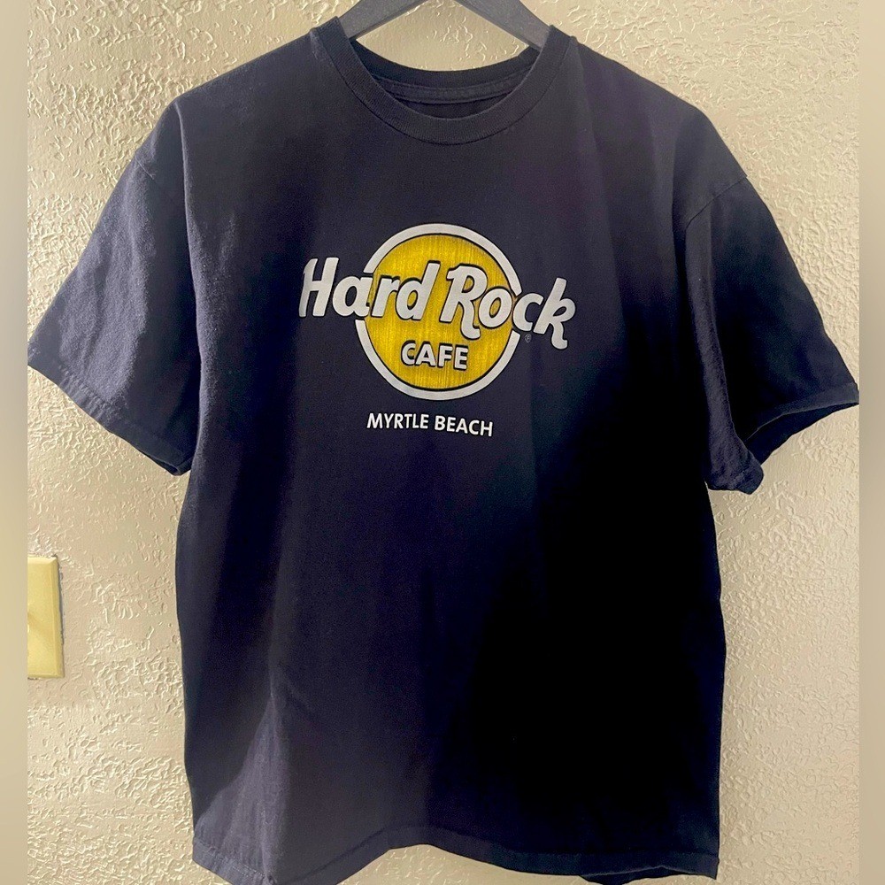 Hard Rock Cafe Navy Blue Tee with Yellow Logo