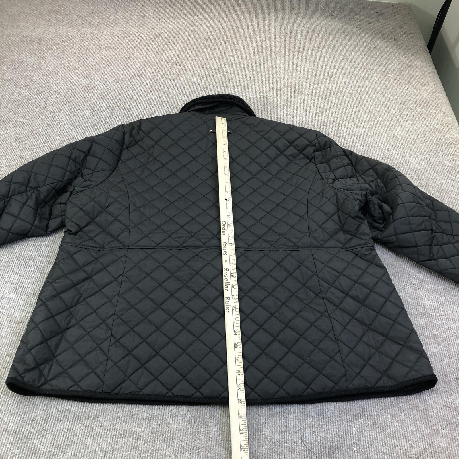 Lauren Ralph Lauren Quilted Jacket Womens 2X Plus Black Faux Fur Snap Lined