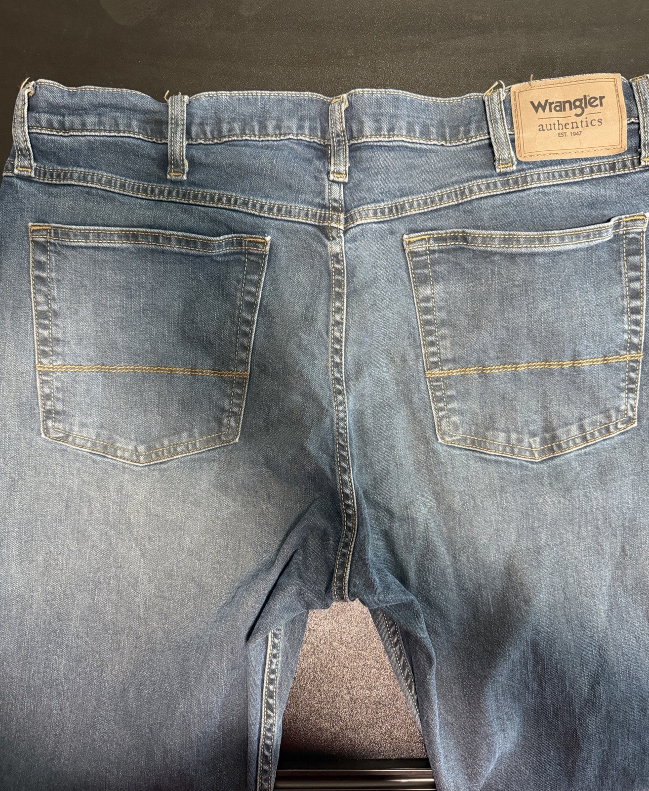 Wrangler Authentics Men’s Denim Bootcut Jeans Size 36×32, Relaxed Fit, Blue