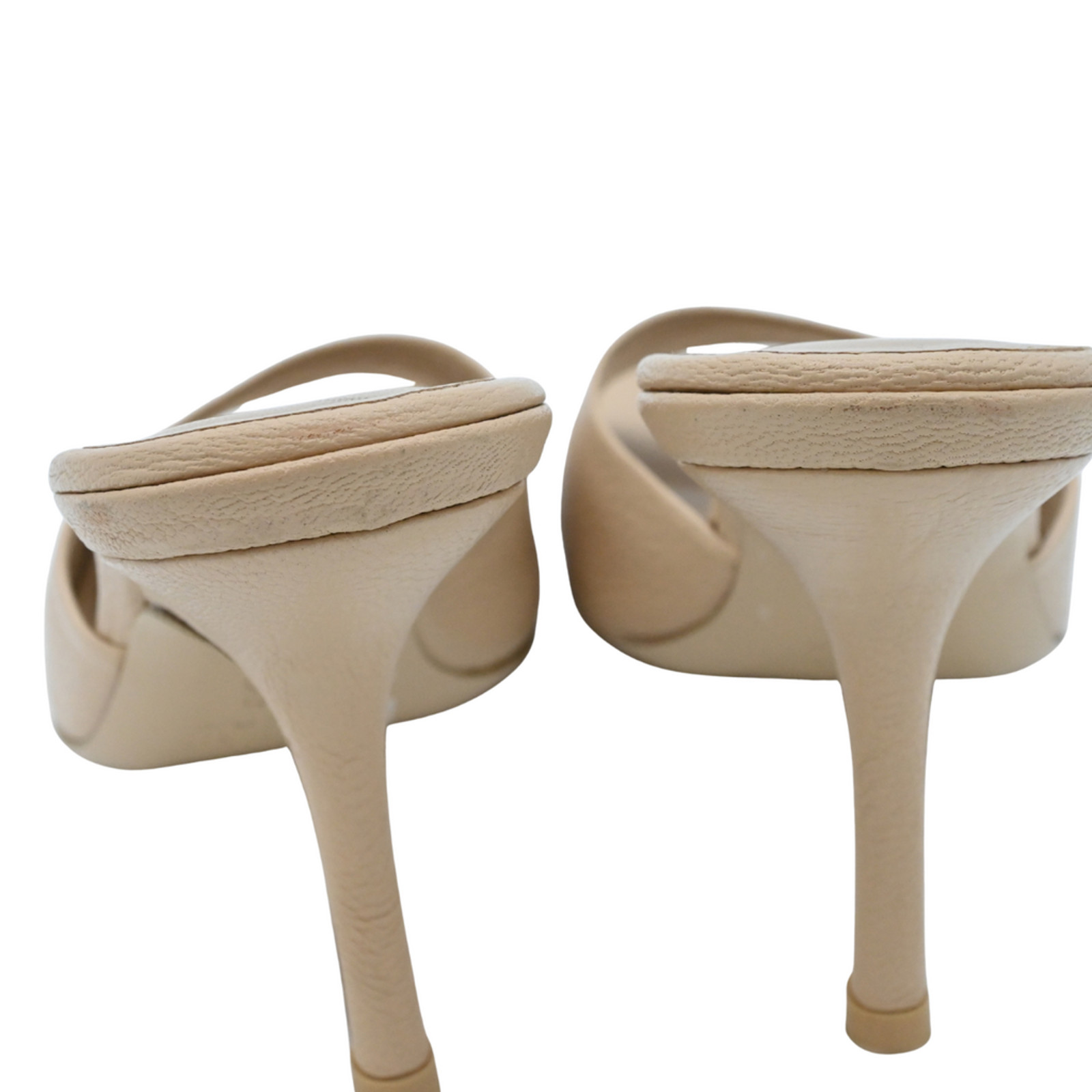 BY FAR | Nude Mora Leather Heel Mules Size 39
