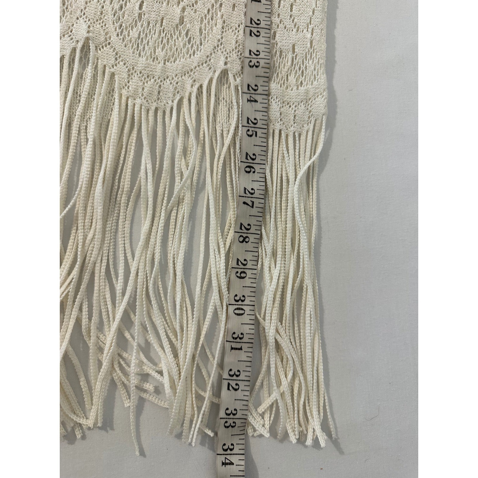 Vtg 80s 90s California Tunic Top Lace Fringe Long Sleeve Ivory Size 4 USA Boho