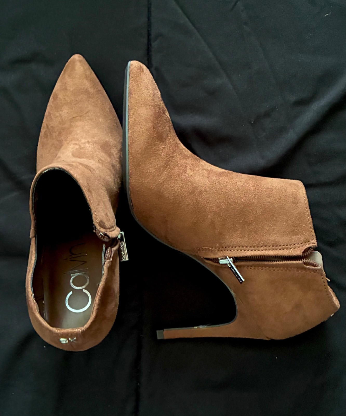 HOT! Calvin Klein Med Brown “Desert Flair” Hessica Stiletto Heel Boots Size 9.5