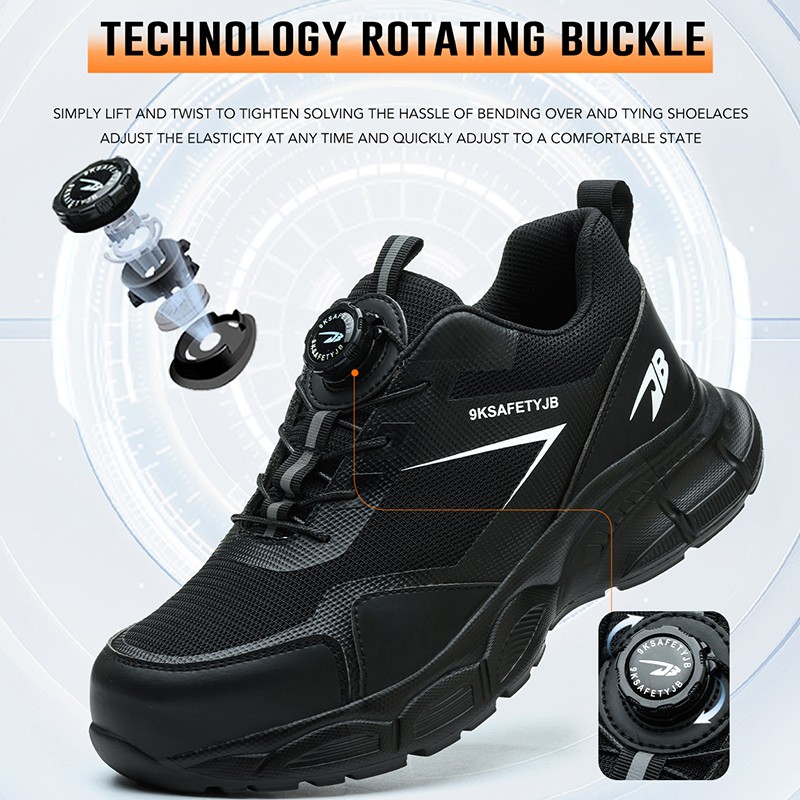 Men Work Safety Shoes Steel Toe Rotating Buckle Indestructible Non-slip Sneakers