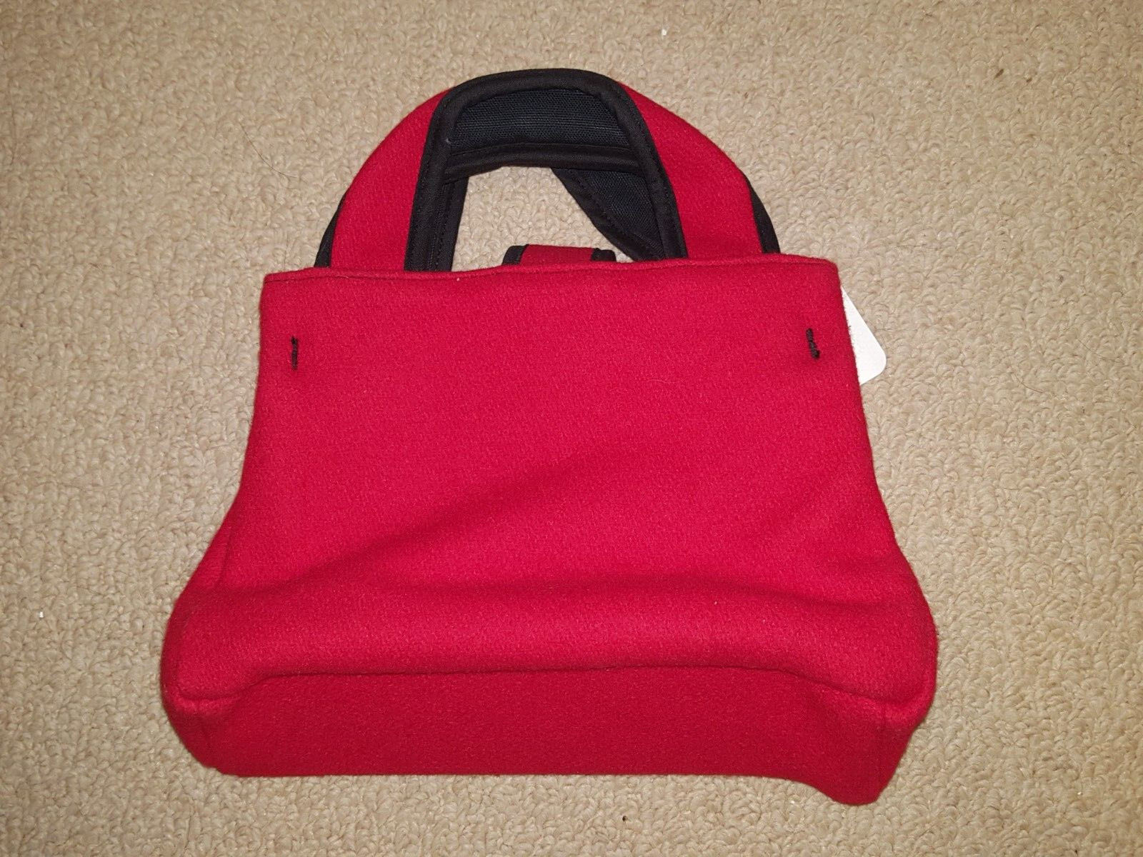 NWT Johnson Woolen Mills Red Wool Bitty Bag Purse Tote Hand Satchel 10”x7″x3″