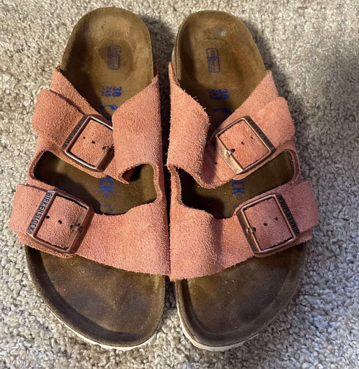 BIRKENSTOCK ARIZONA SANDALS PINK CLAY SUEDE 38 SFB