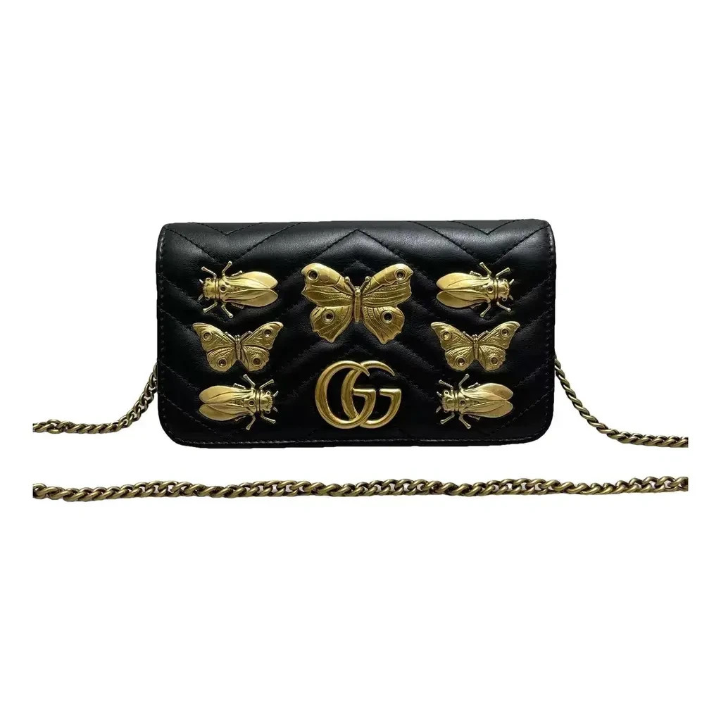 Limited Edition GUCCI Black Quilted Leather, Marmont Animal Studs Mini Purse.