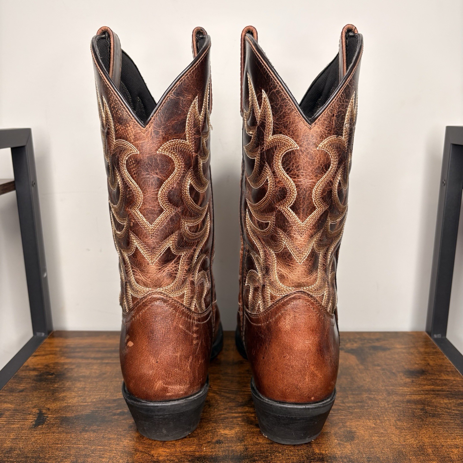LAREDO Men’s Breakout Cowboy Boots Rust Brown Leather 68354 Sz 11.5 VERY GOOD!!!