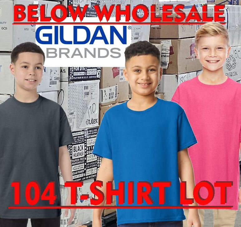 Below WHOLESALE Blank T-Shirt 104 assorted youth Gildan 5000B Bulk Lot