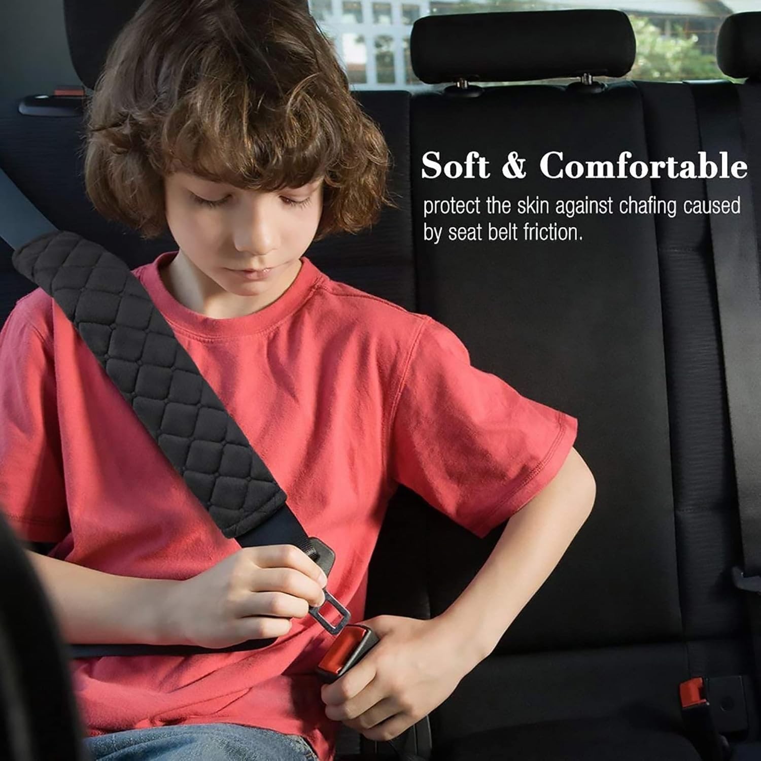Universal Car Seat Belt Shoulder Strap Covers, Soft Pads for Comf Color: black