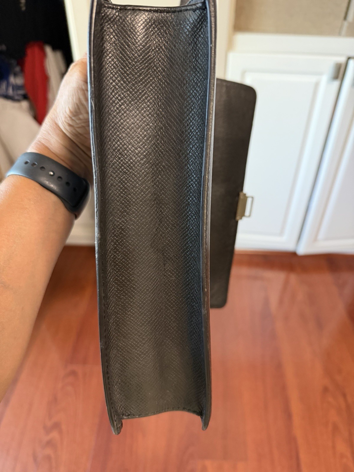 Louis Vuitton Black Wristlet Clutch Push Lock Gold Hardware Inner Pockets