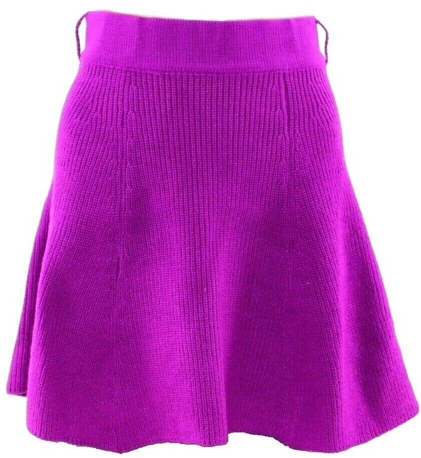 Ladies MINI SKIRT Flared Short Skater GREEN Knit Fabric Elastic Waistband | XS