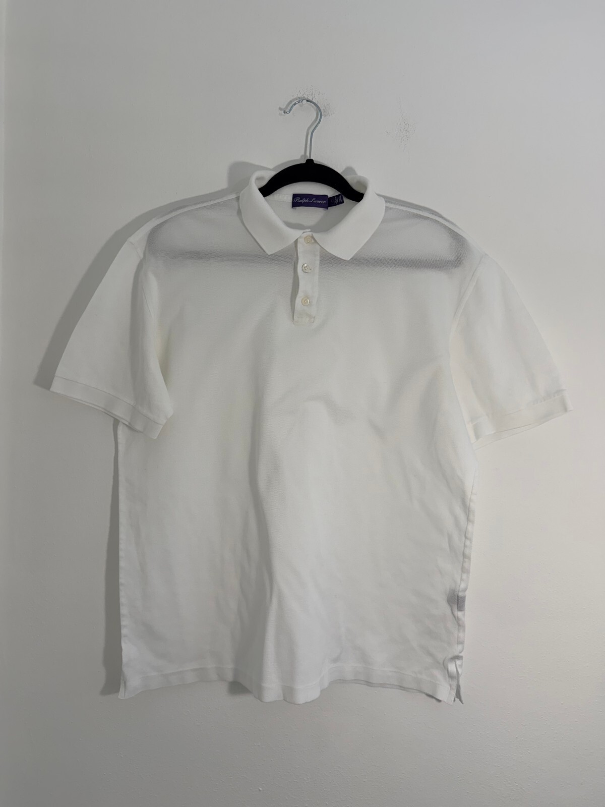 Ralph Lauren Purple Label White Cotton Polo Shirt Women’s Large Luxury