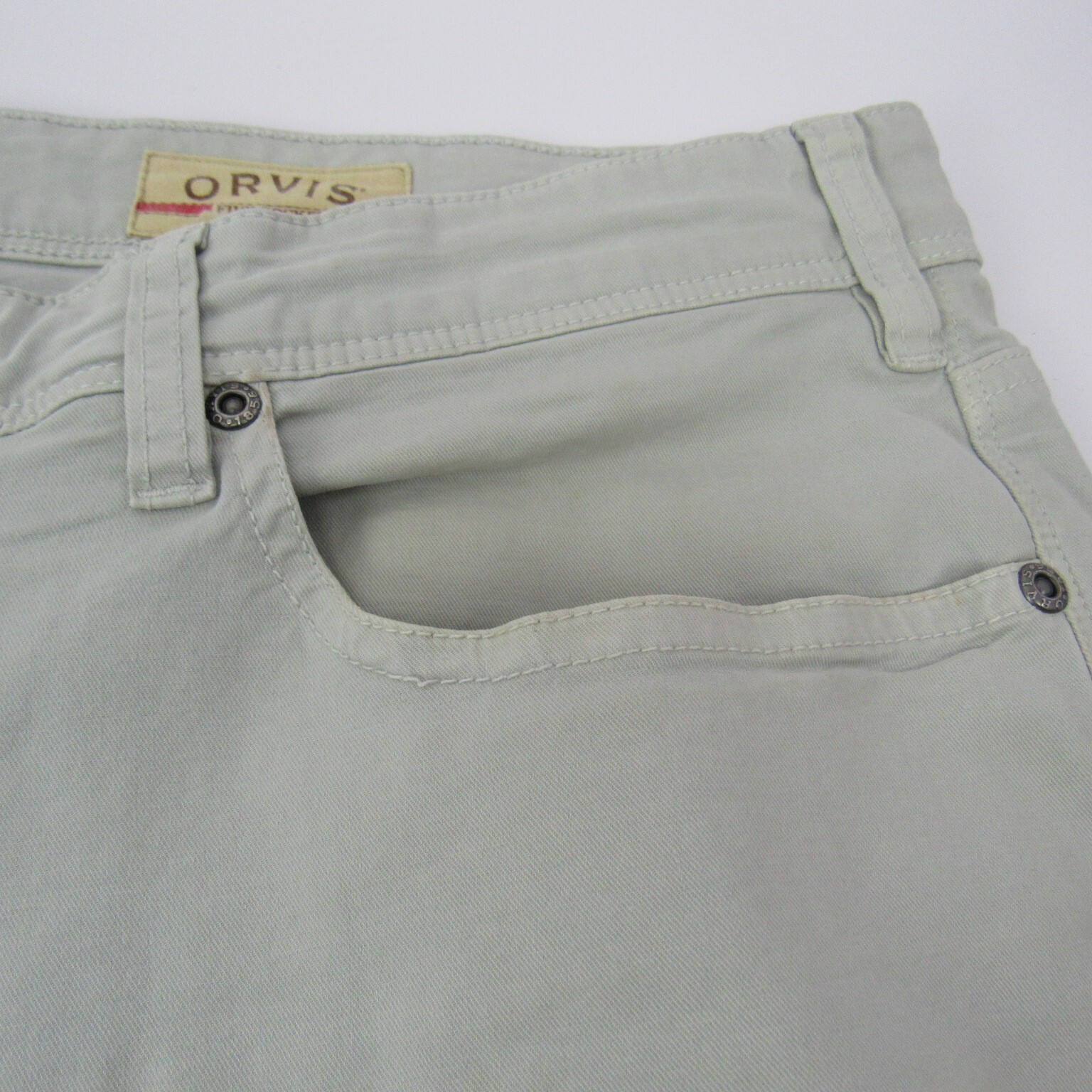 Orvis Five Pocket chino pants men’s 38×28 actual Light Gray Key Pocket