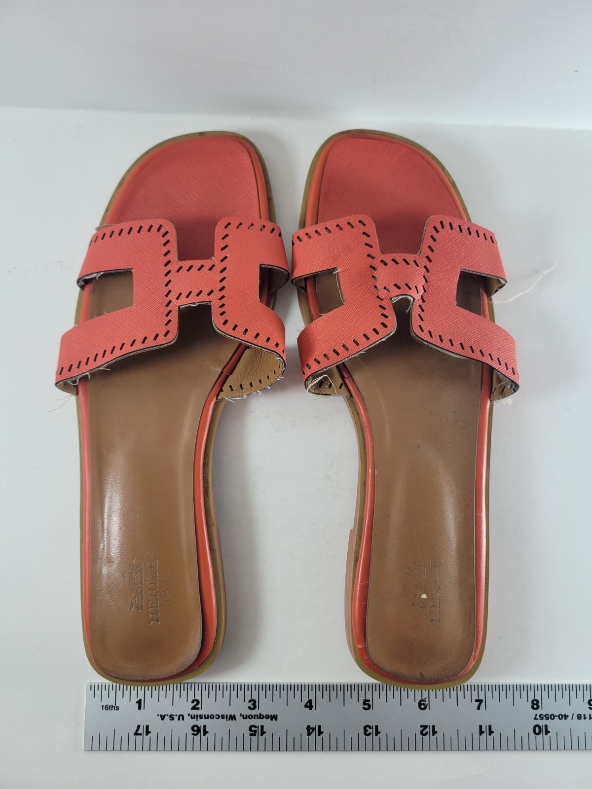 Hermes Patent Epsom Perforated Oran Sandals Woman’s Size 38 (About 8 US)
