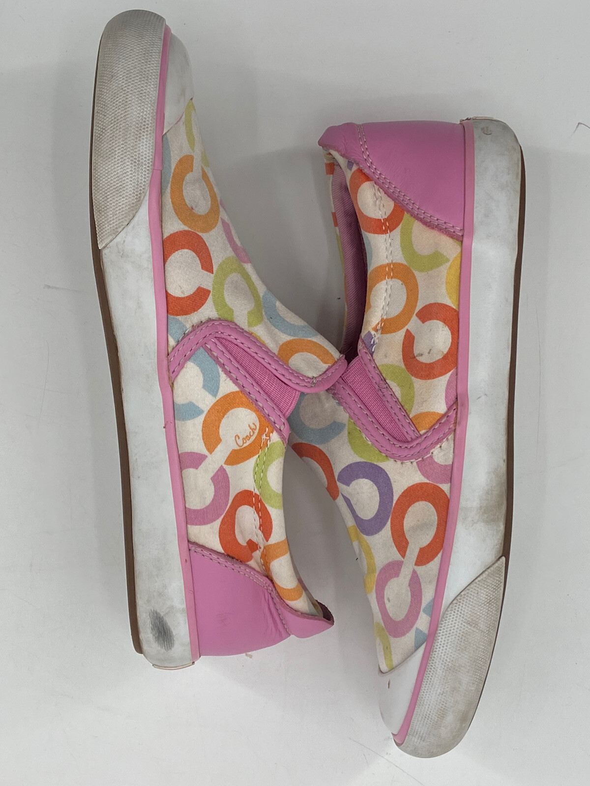Coach Beale Pink Multicolor C Logo Monogram Slip On Sneaker Women’s Size 5B