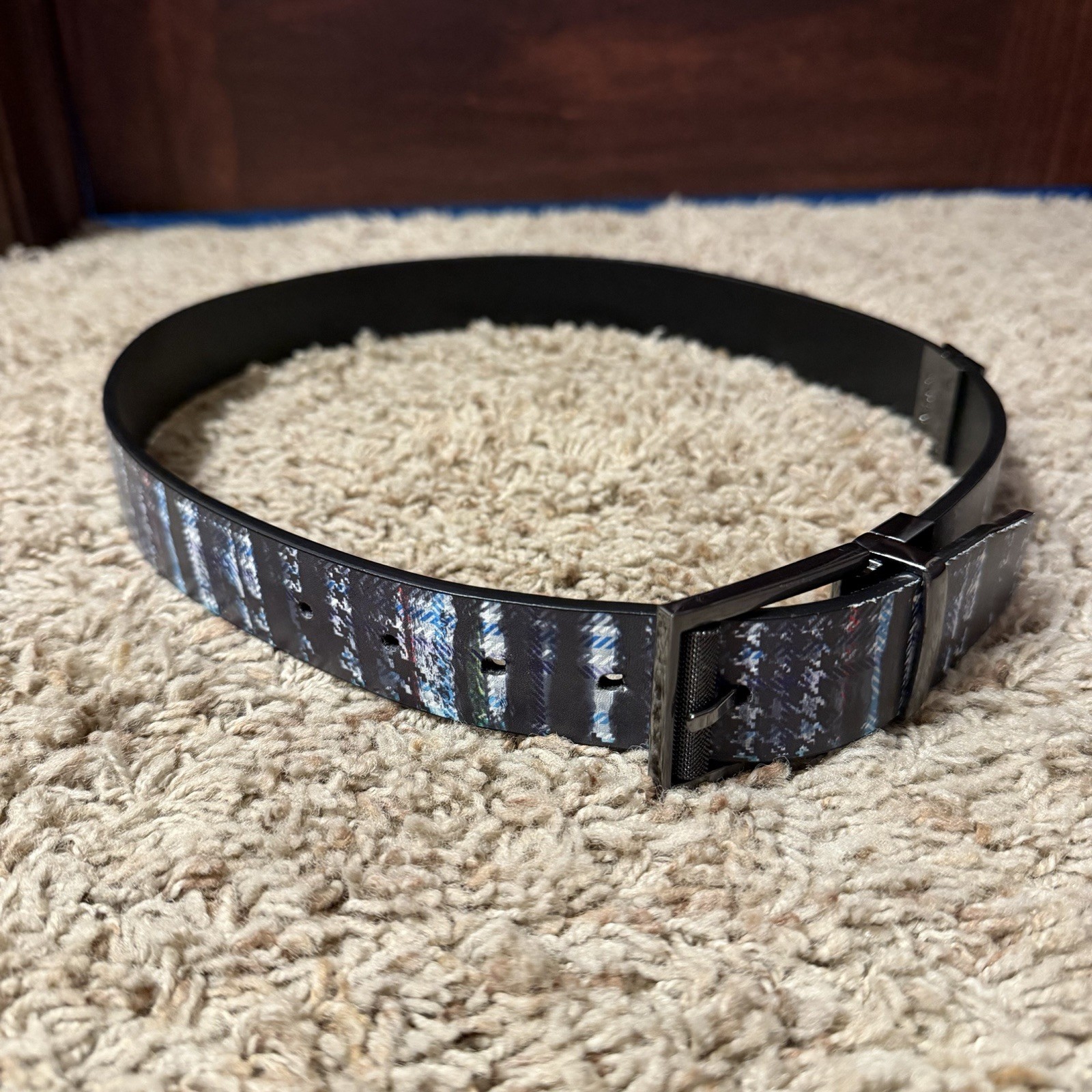 Y2K Robert Graham The Laughton Reversible Black Tweed Print 2-In-1 Belt Sz 32