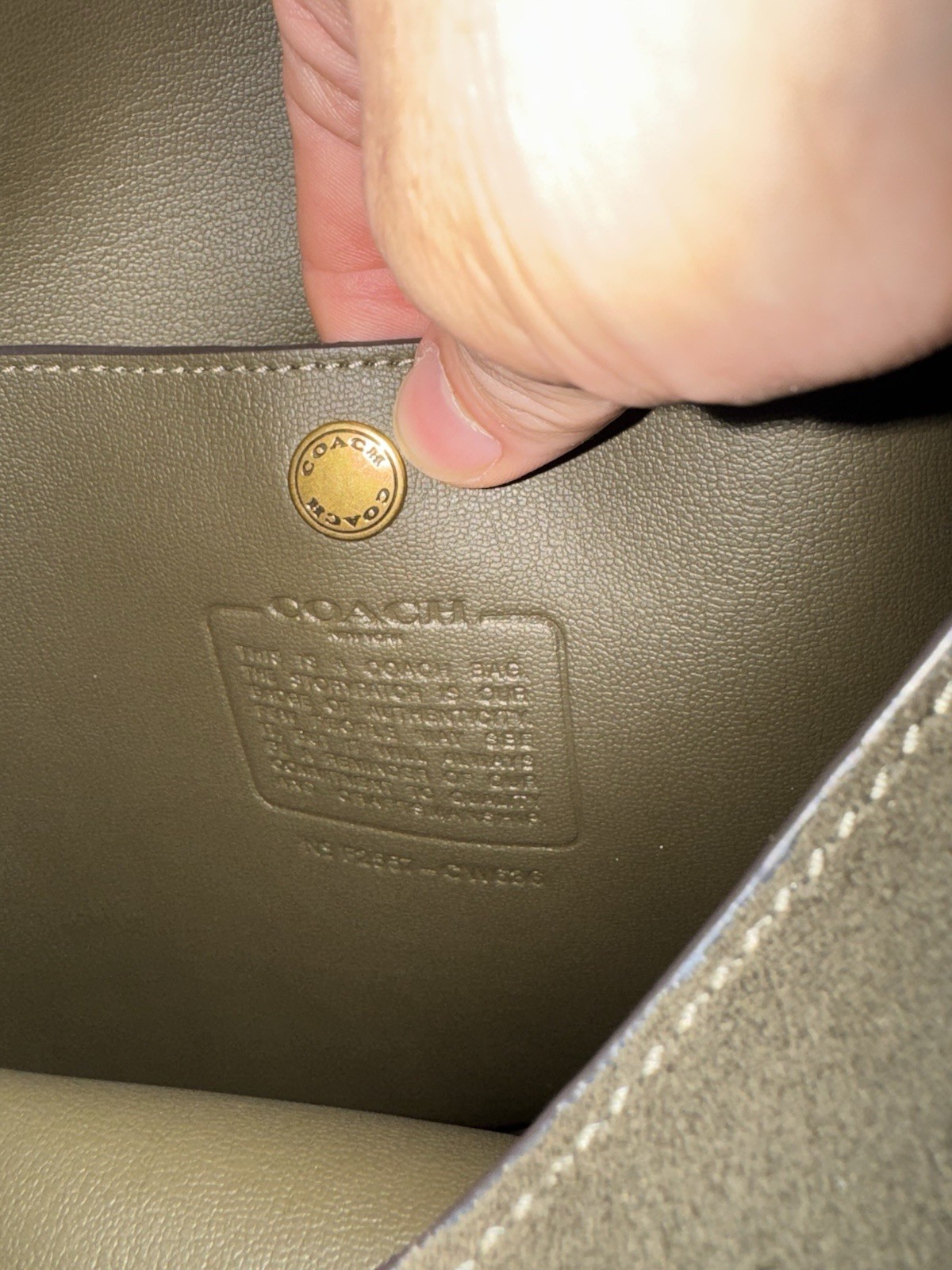 Coach Olive Suede Brooklyn 39 Shoulder Bag Gold Hardware Magnetic Close.