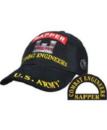 U.S. ARMY COMBAT ENGINEERS SAPPER BLACK EMBROIDERED Cotton Hat Cap LICENSED