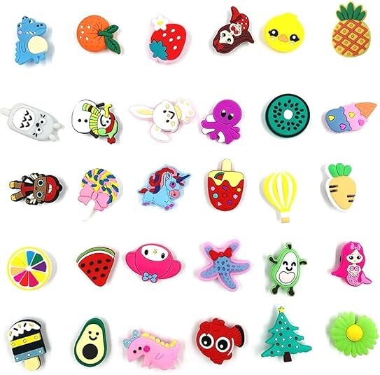 100 Pieces Random Shoes Charms, PVC Different shapes Shoe Charms for Shoe