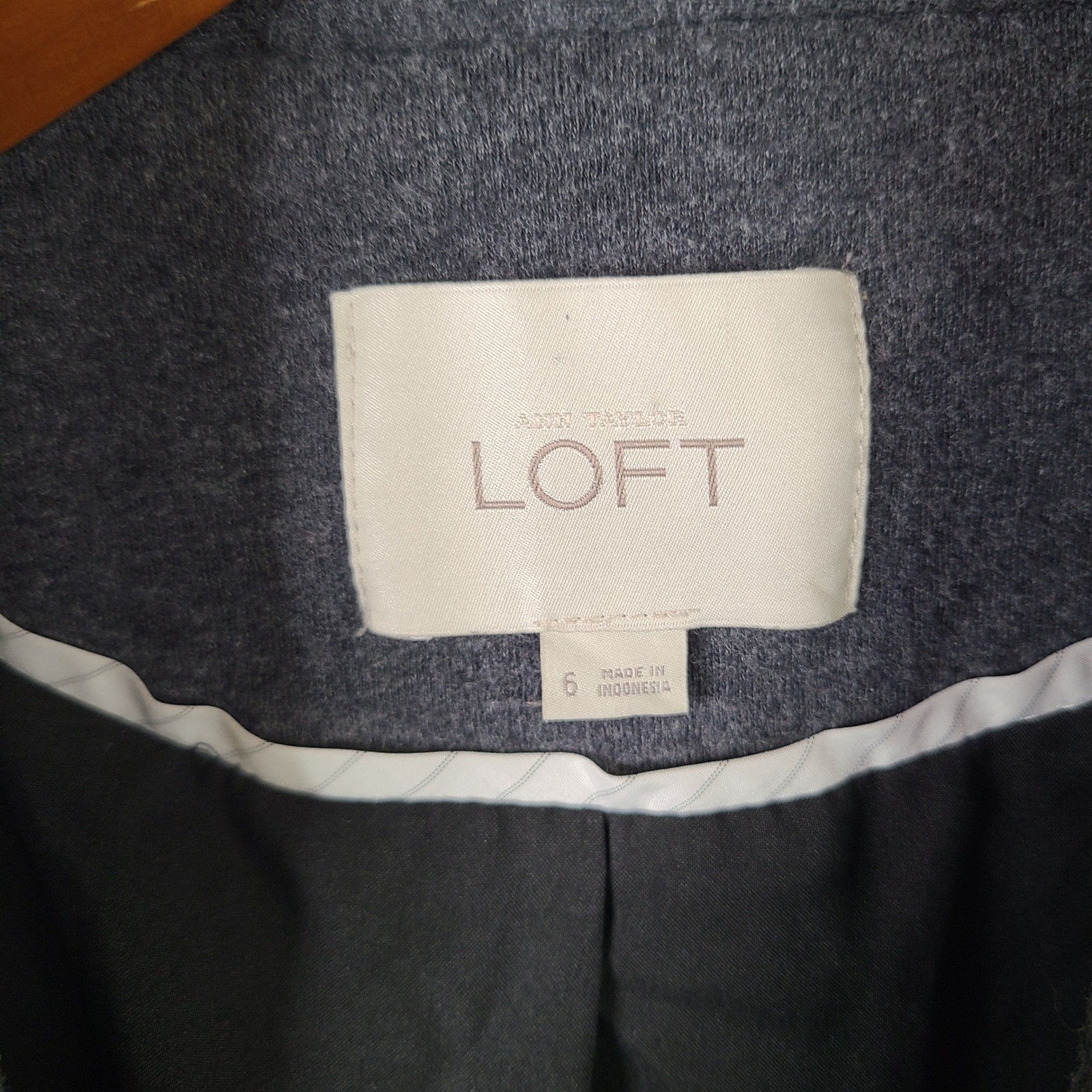 LOFT Jacket Womens 6 Gray Knit Blazer Single Button Work Career Office Cotton