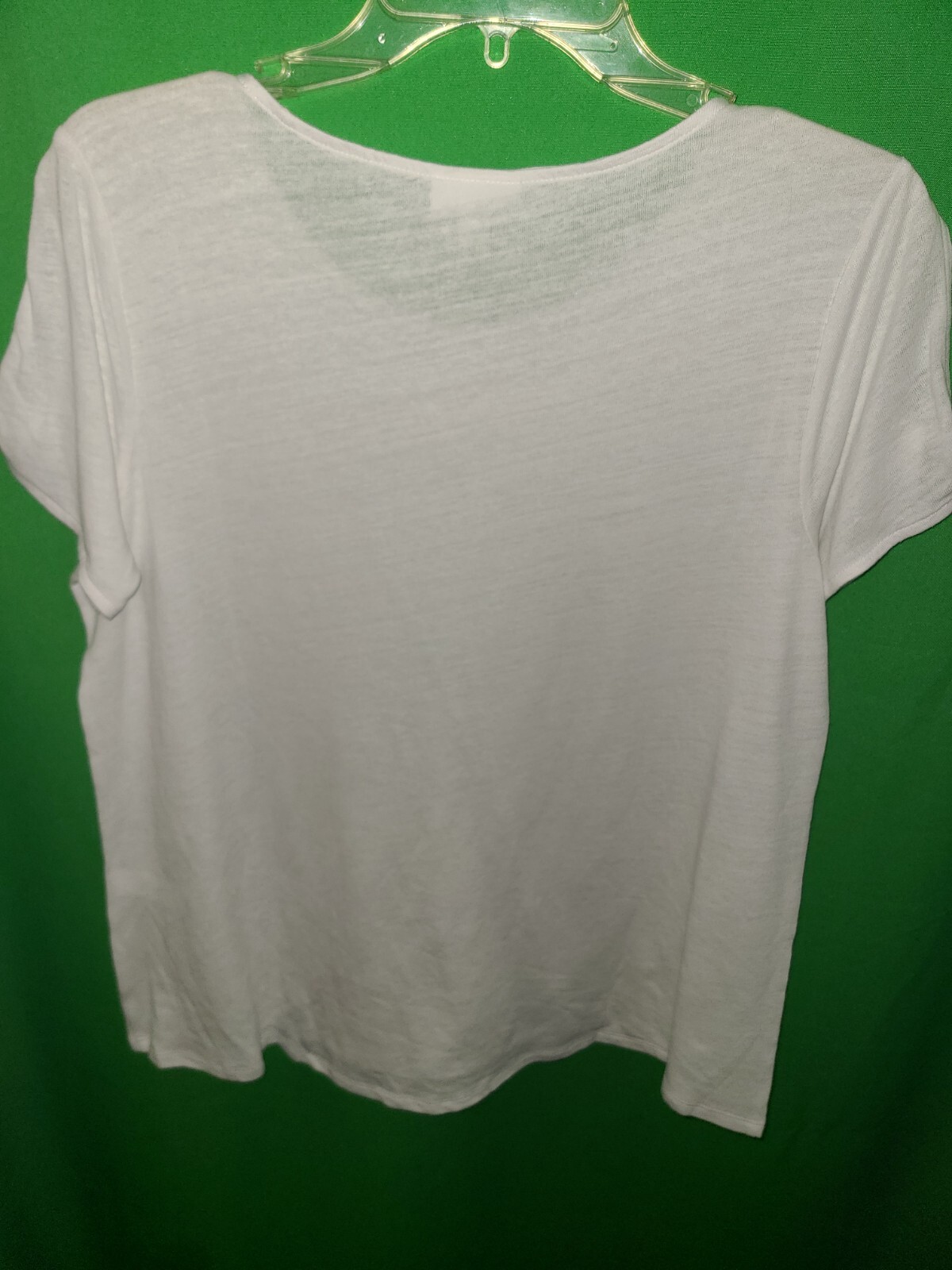 9027) NWOT J JILL petite small white linen blend knit top tee slit sleeve new PS